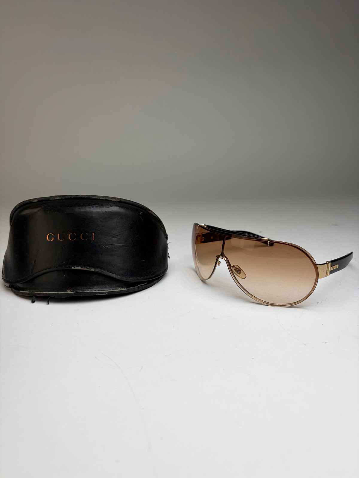 Vintage Gucci Acetate Sunglasses Late 1990s Black Gold