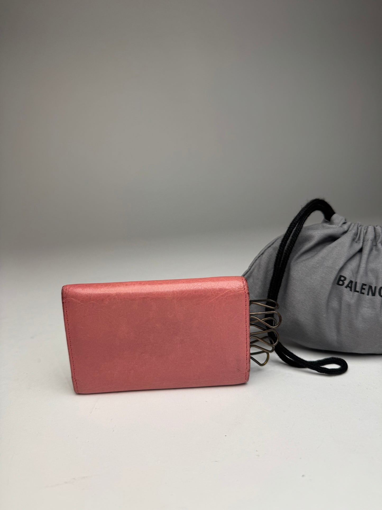 Vintage Balenciaga City Design Leather Key Holder Pink