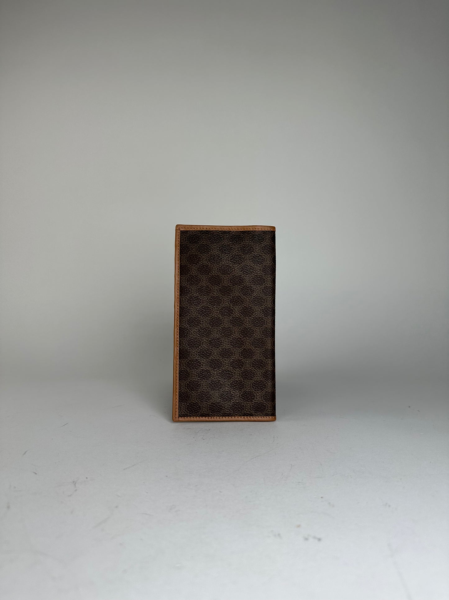Vintage Celine Macadam Triomphe Monogram Coated Canvas Long Wallet Brown
