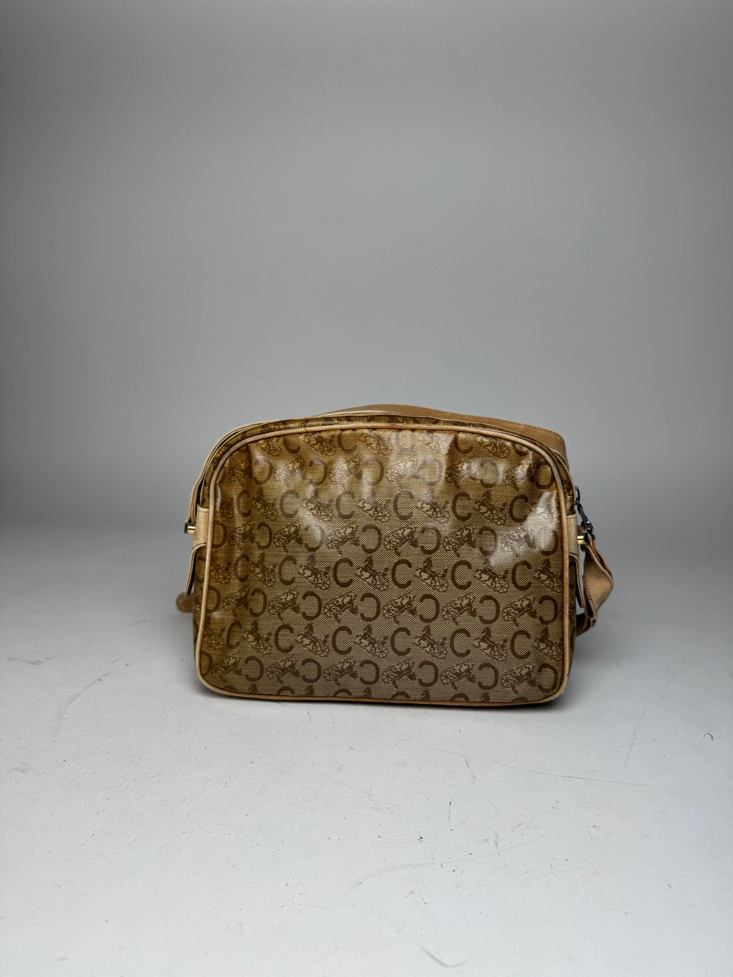 Vintage Celine Paris Patent Leather Monogram Crossbody Bag