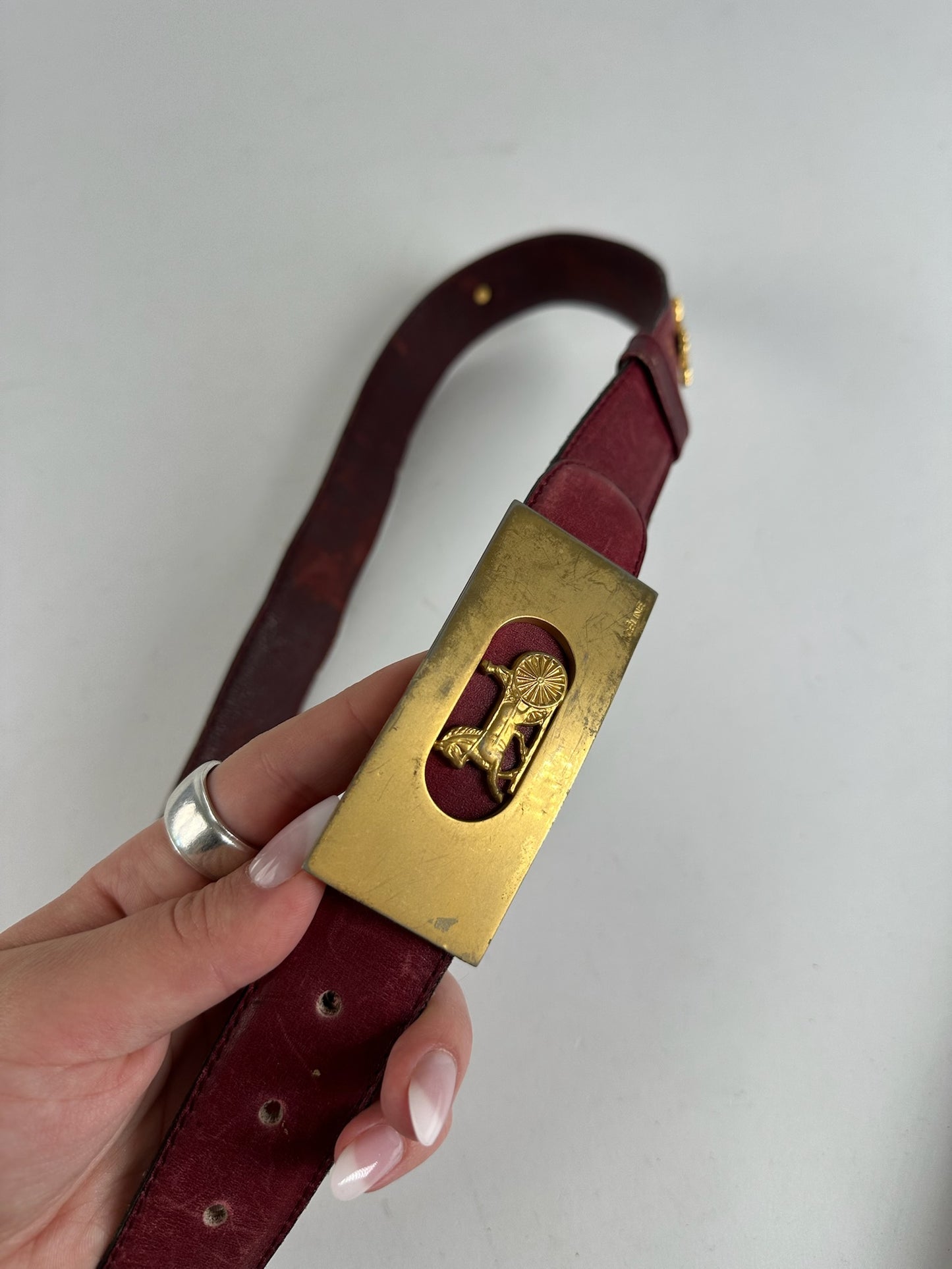 Vintage Celine Leather belt burgundy