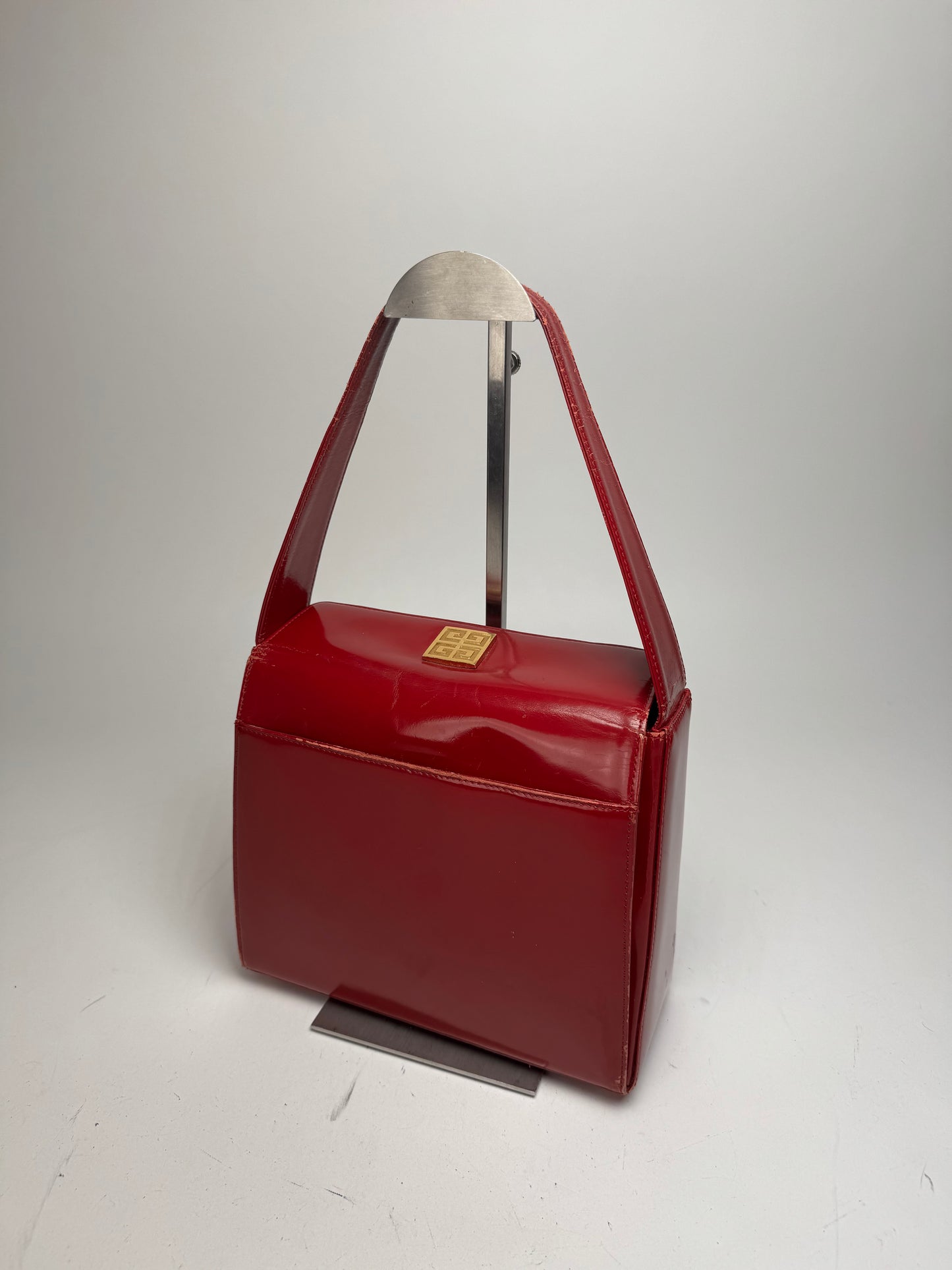 Vintage Givenchy Patent Leather Handbag Red