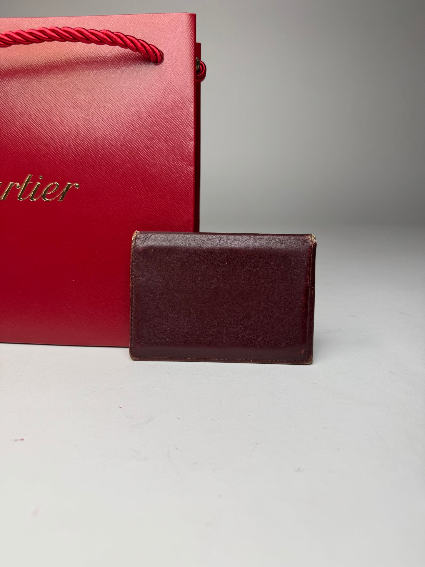 Vintage Cartier Leather Card Holder Burgundy