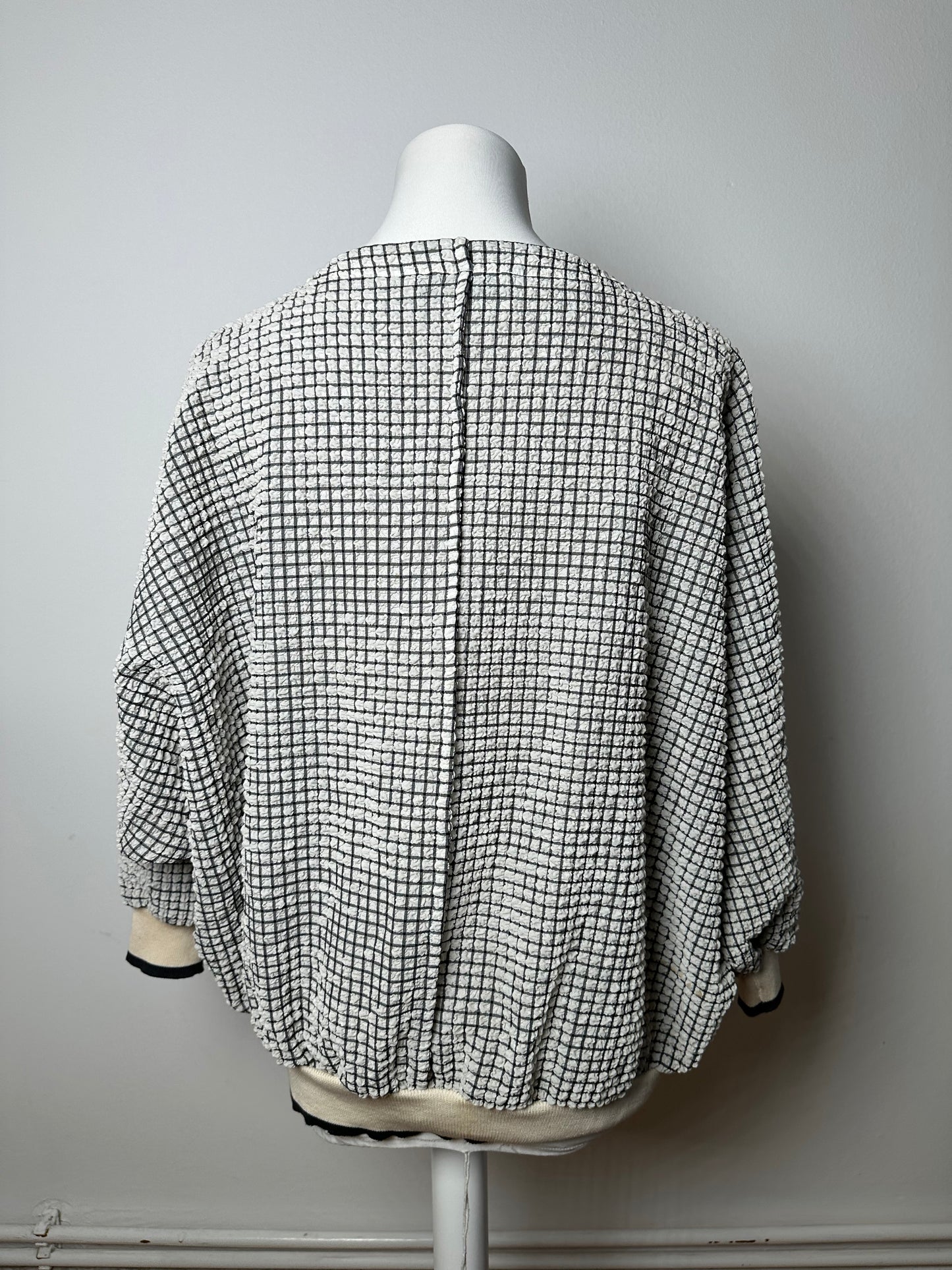 Vintage Dior Sports CD Logo Textured Checkered Pullover Cream Black M