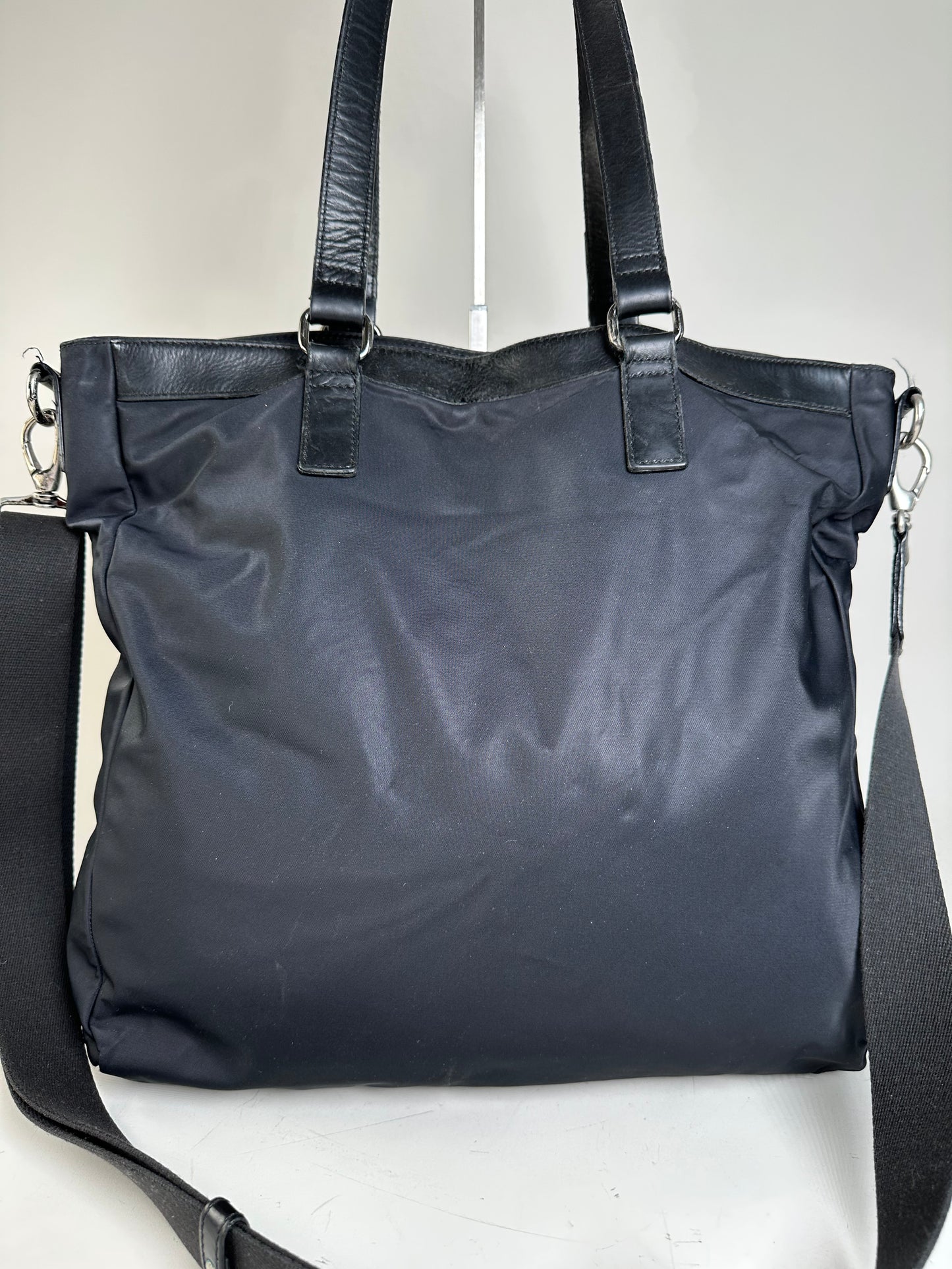 Vintage Burberry Nylon Tote Bag Black Silver