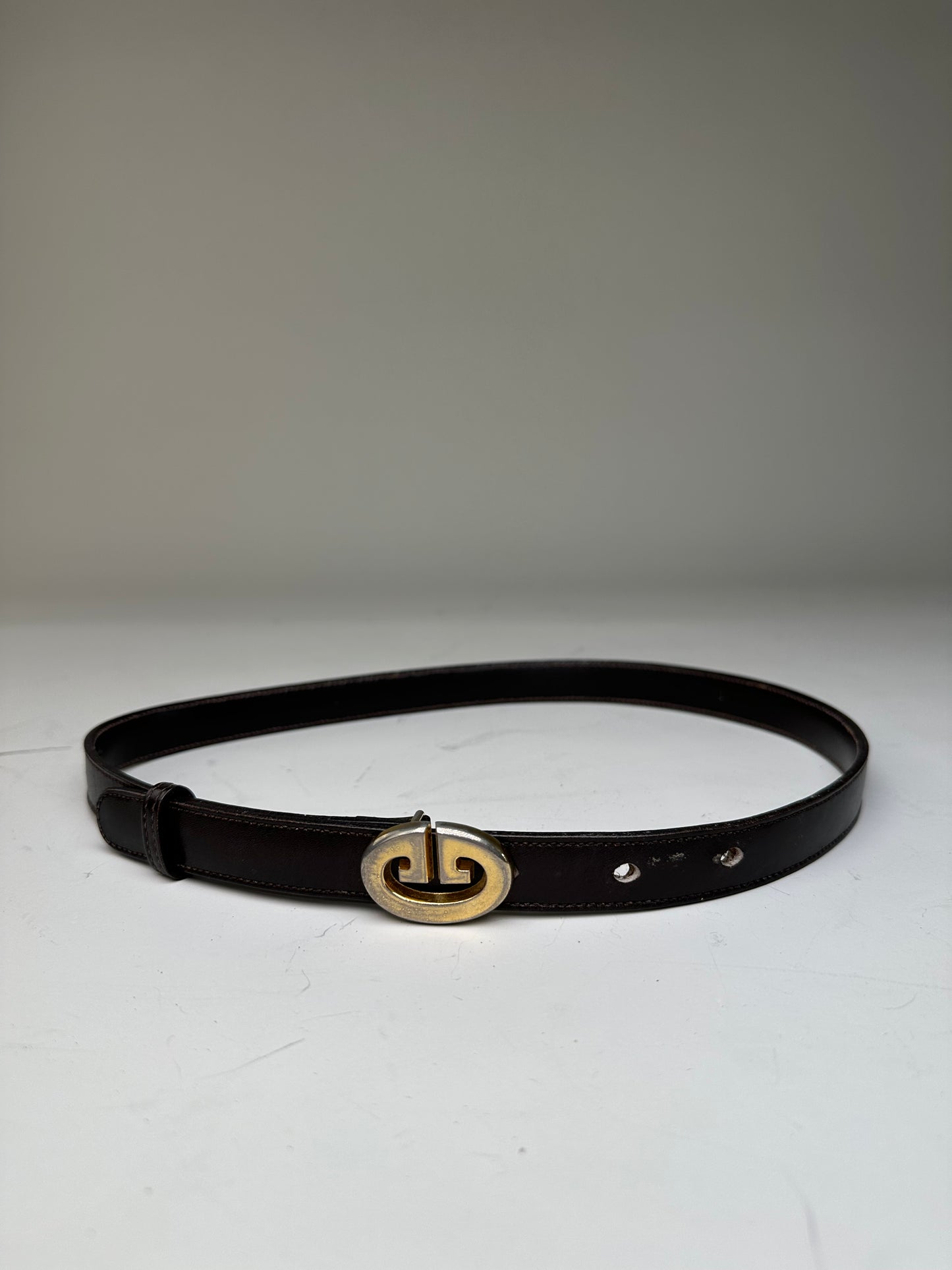 Vintage Gucci GG Logo Leather Belt Black Gold