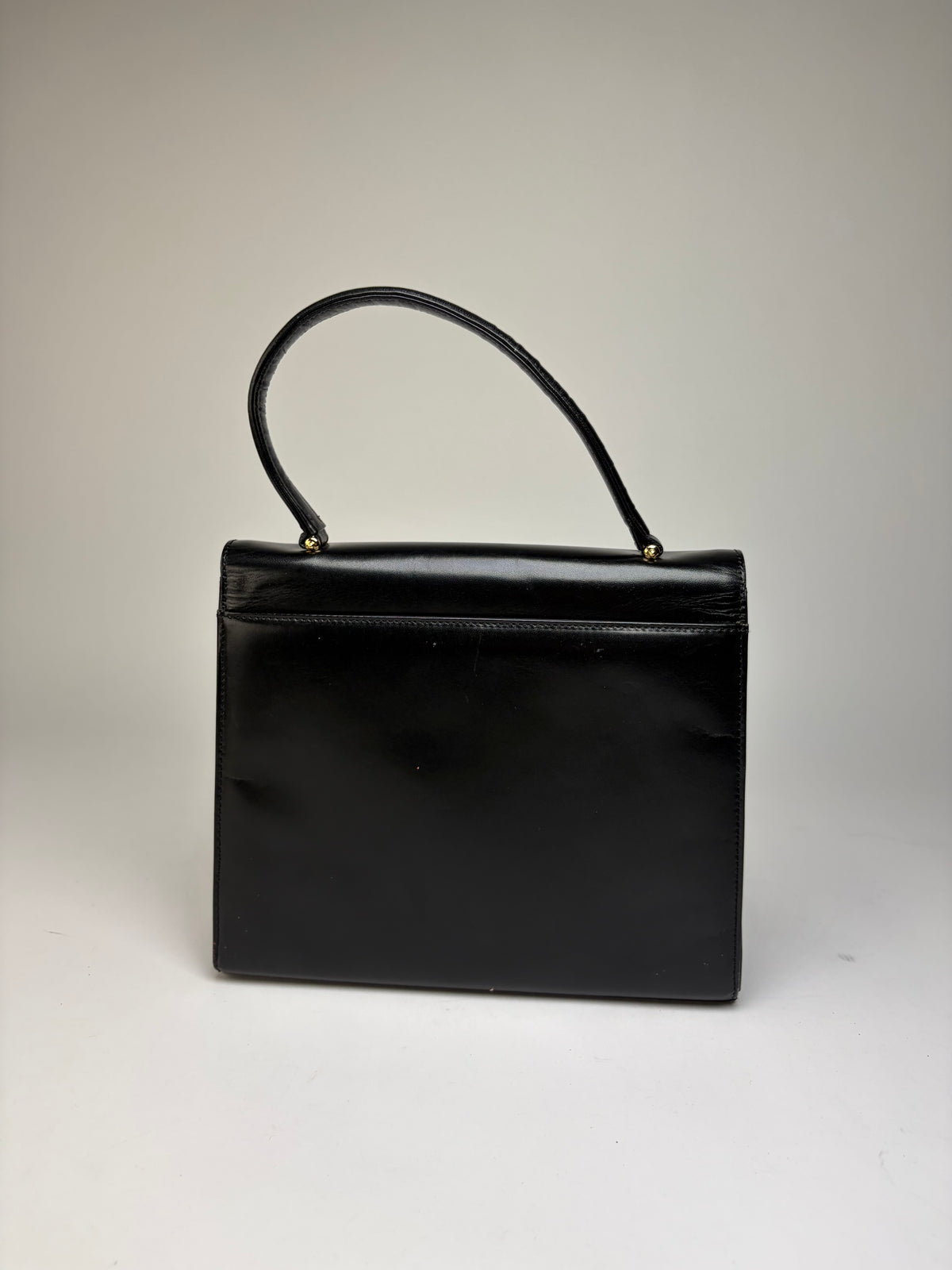 Vintage Givenchy 4G Logo Structured Top-Handle Bag Late 1970s Black