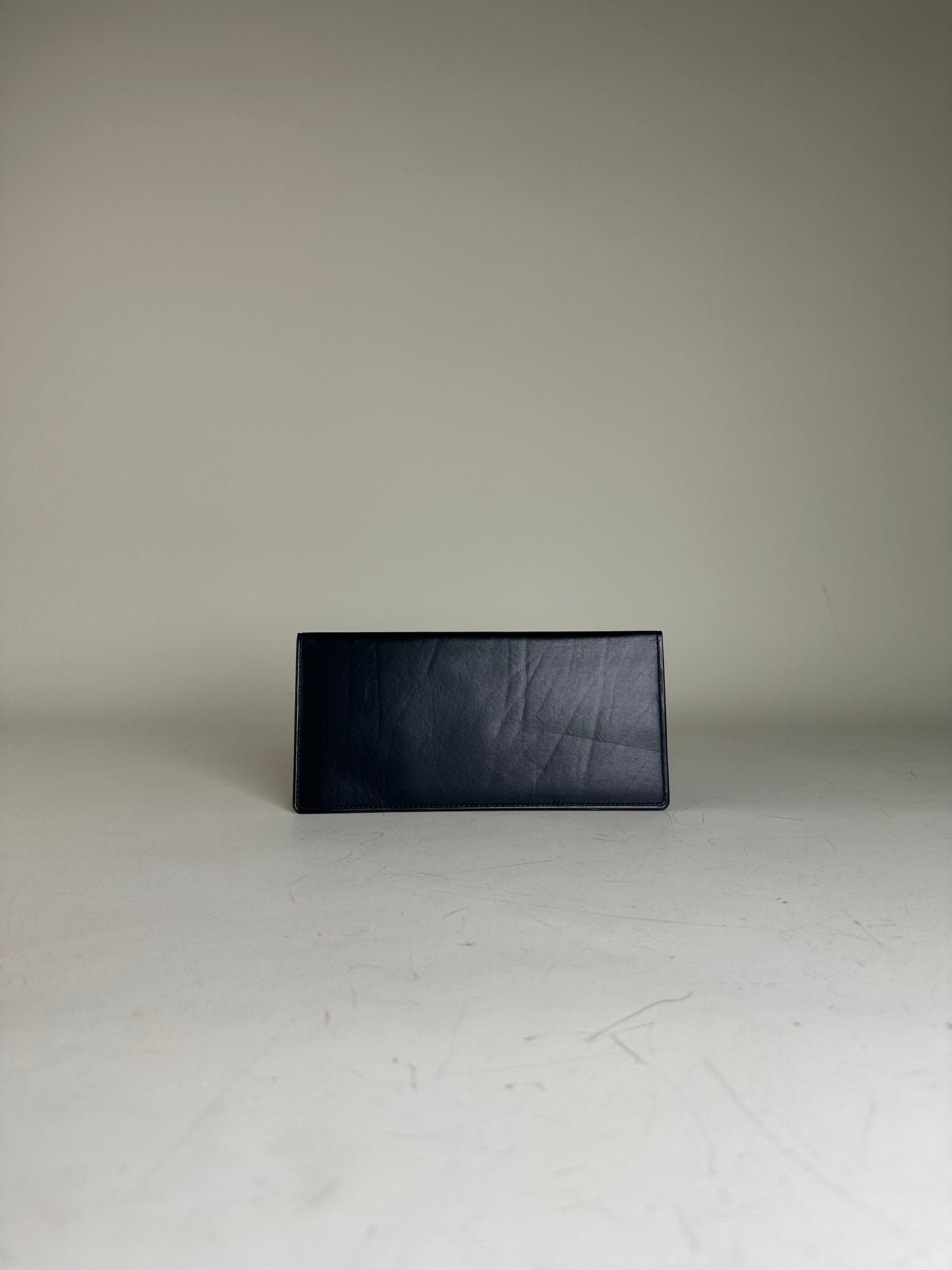 Vintage Yves Saint Laurent Leather Long Wallet Dark Navy Gold