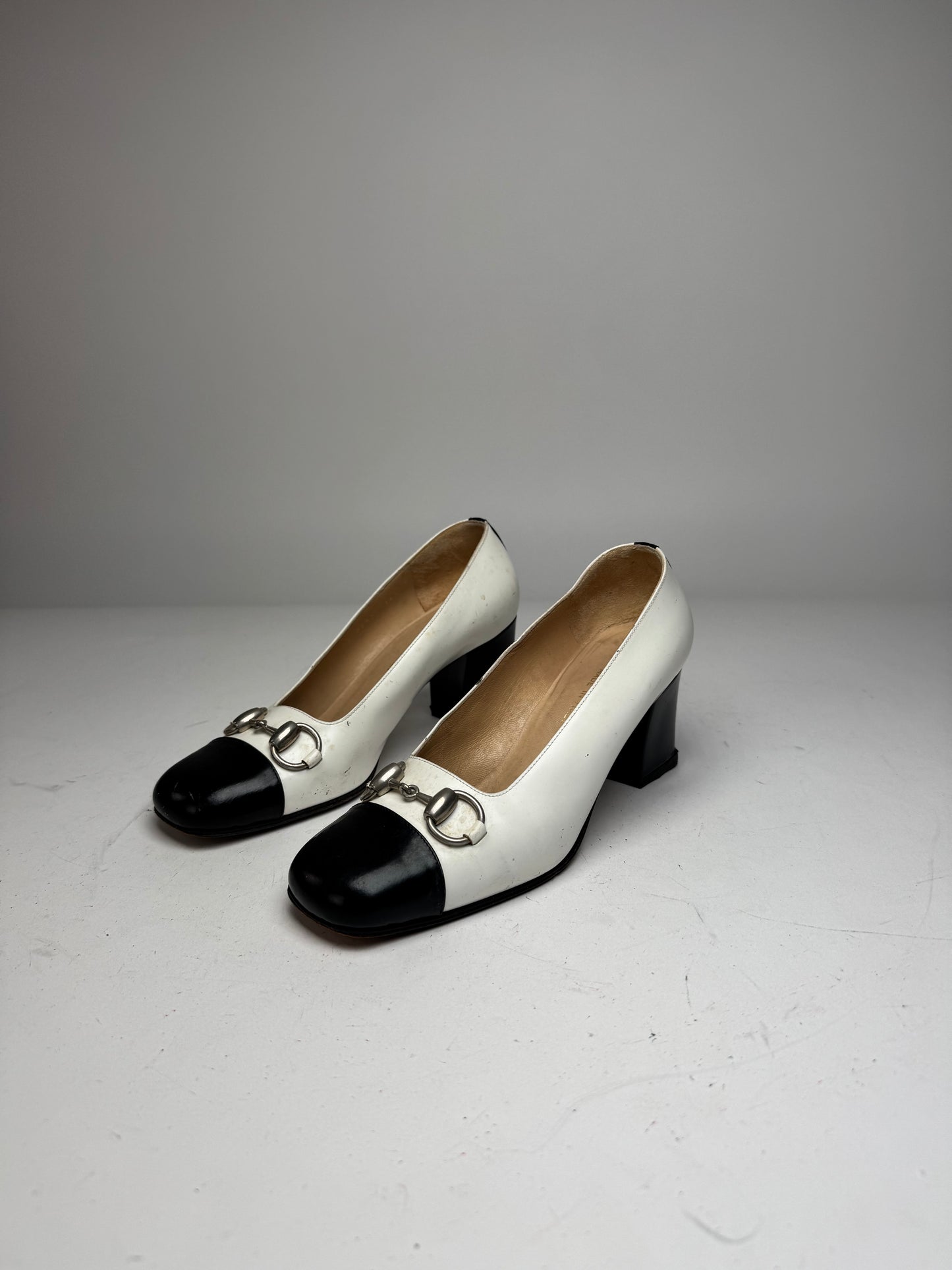 Vintage Gucci Horsebit Pumps Black White EU36,5