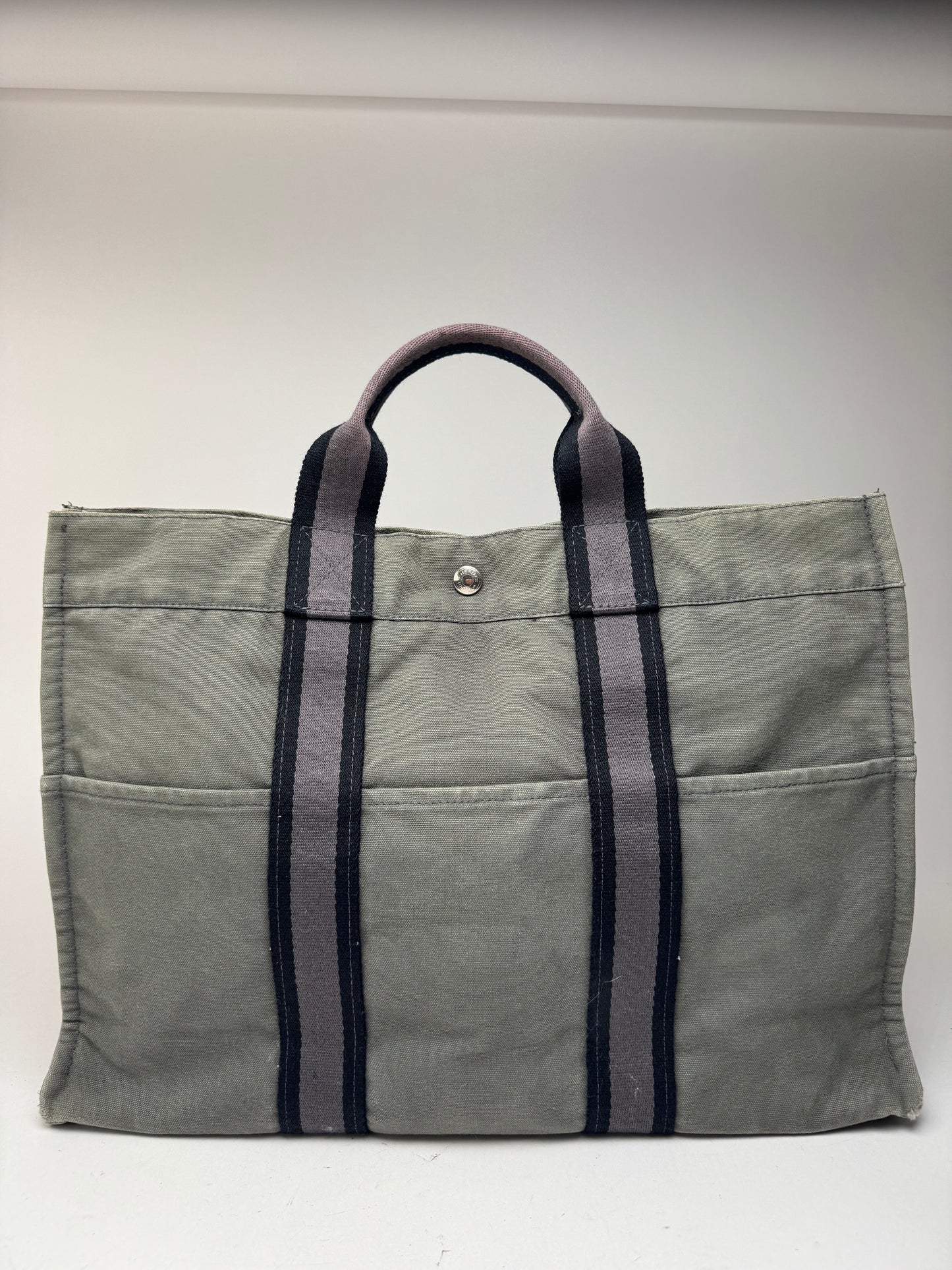 Vintage Hermes Shopper Bag Grey