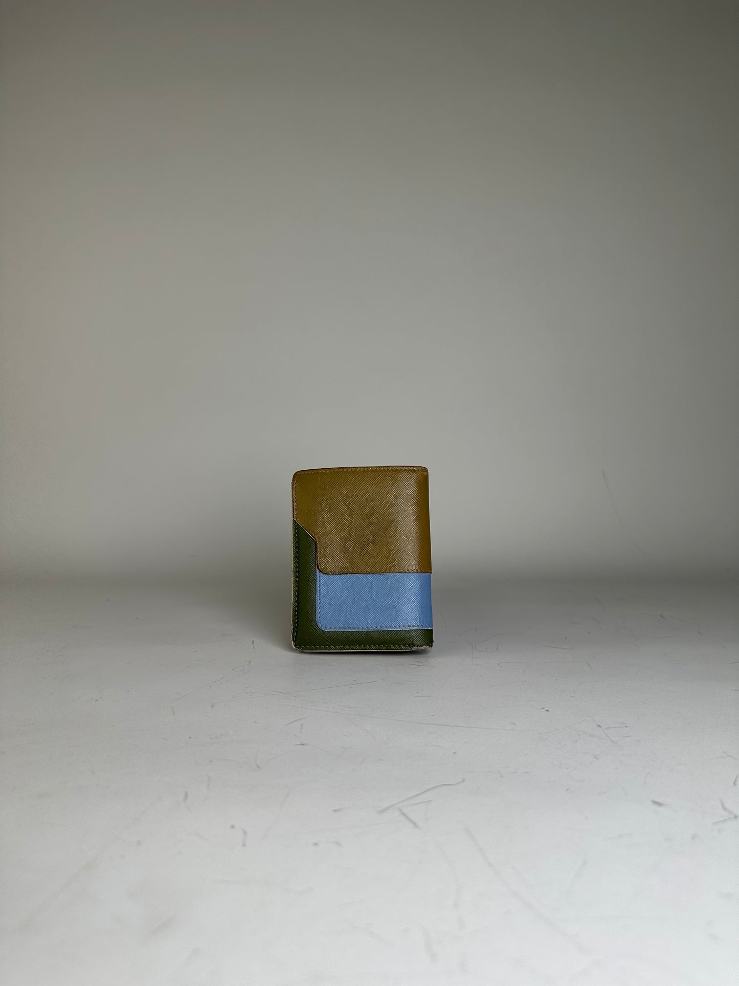 Vintage Marni Saffiano Leather Wallet Brown Blue Green