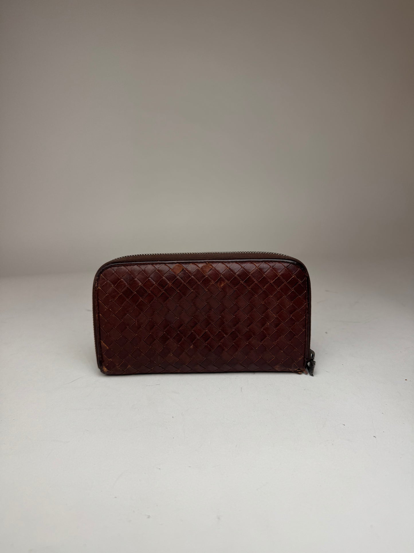 Vintage Bottega Veneta Intrecciato Leather wallet brown