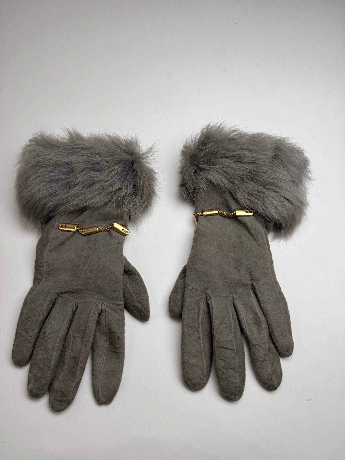 Vintage Escada Suede Cashmere Gloves Size 7 grey