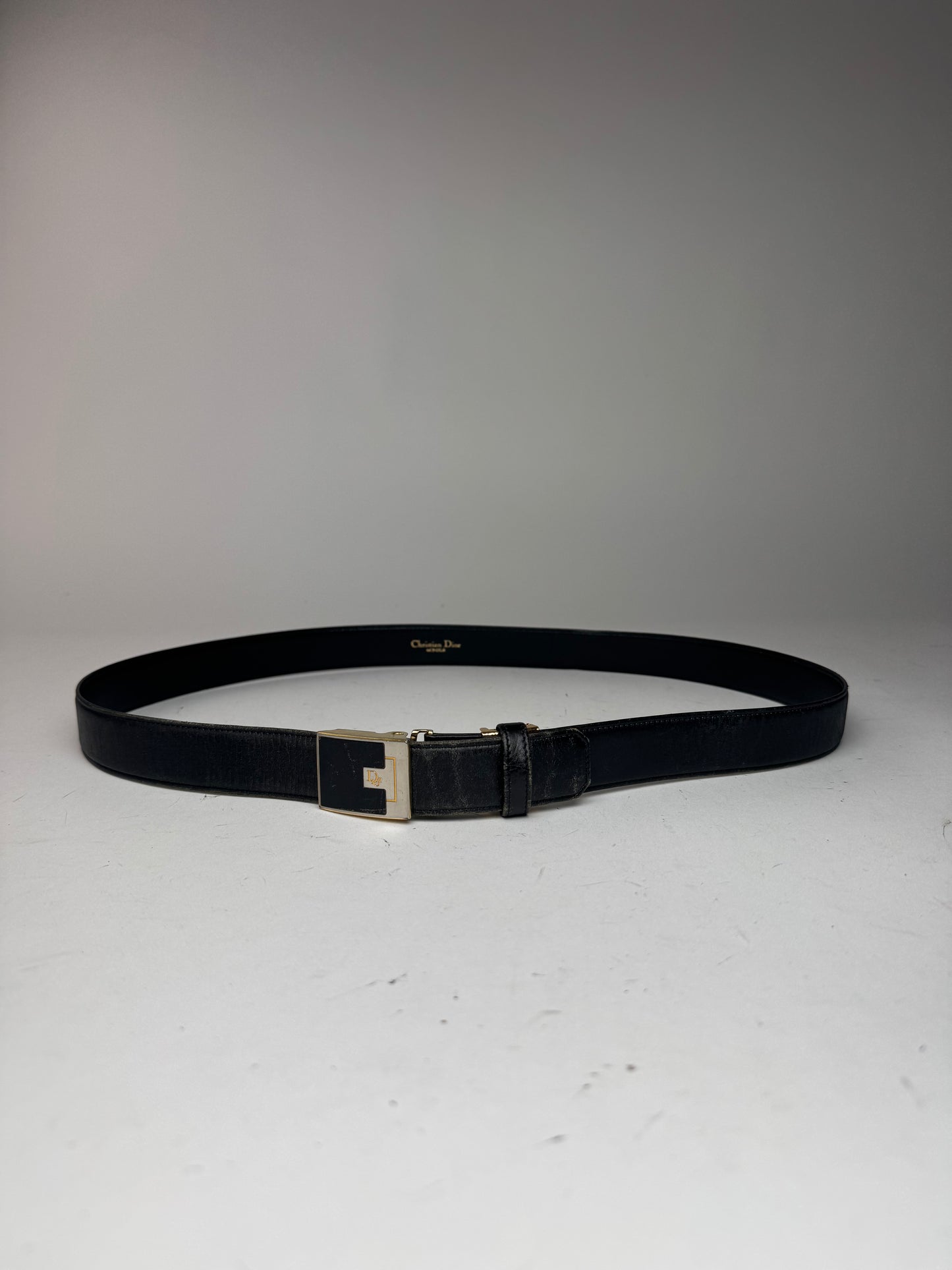 Vintage Dior Leather Belt Black