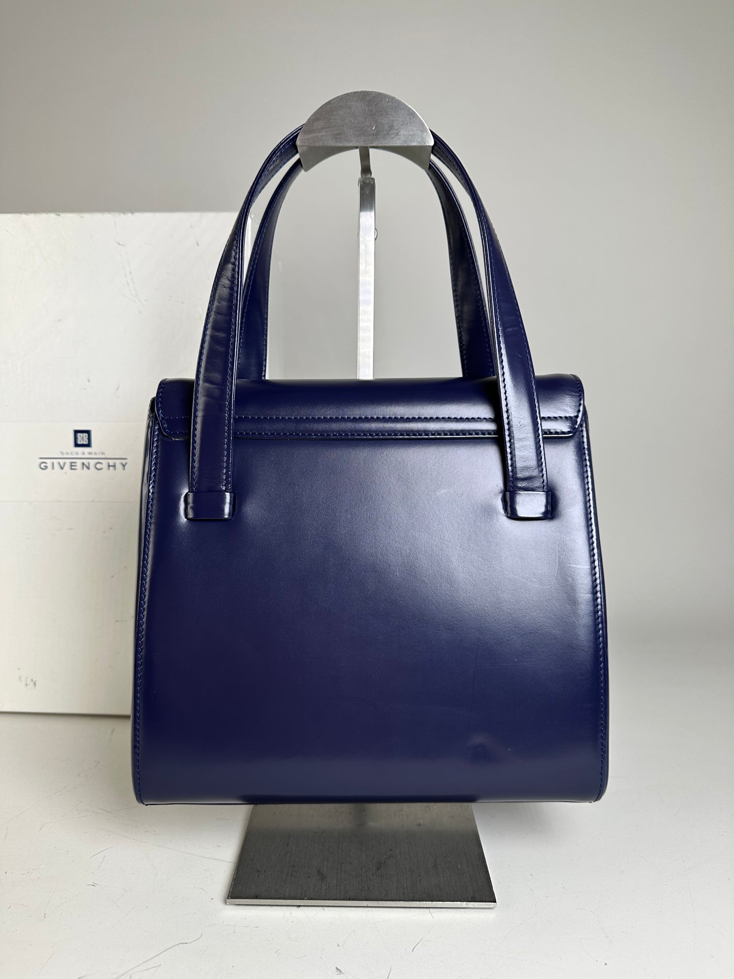 Vintage Givenchy 4G Logo Leather Bag Navy Gold