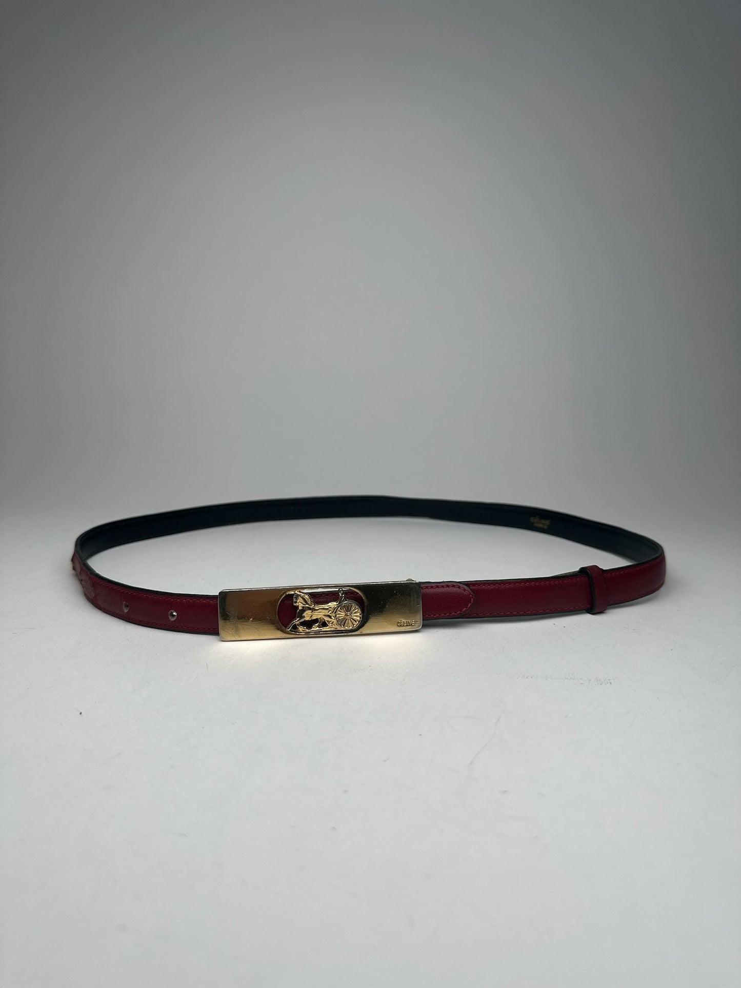 Vintage Celine Paris Leather Belt burgundy