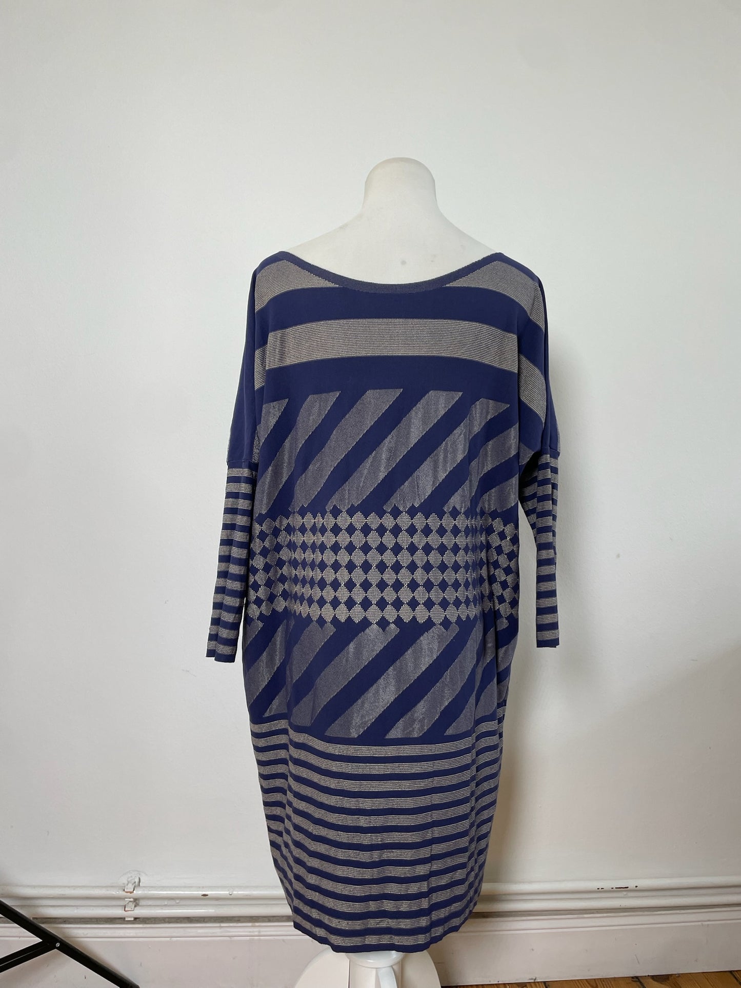 Vintage Pleats Please Issey Miyake Dress Navy Grey XXL