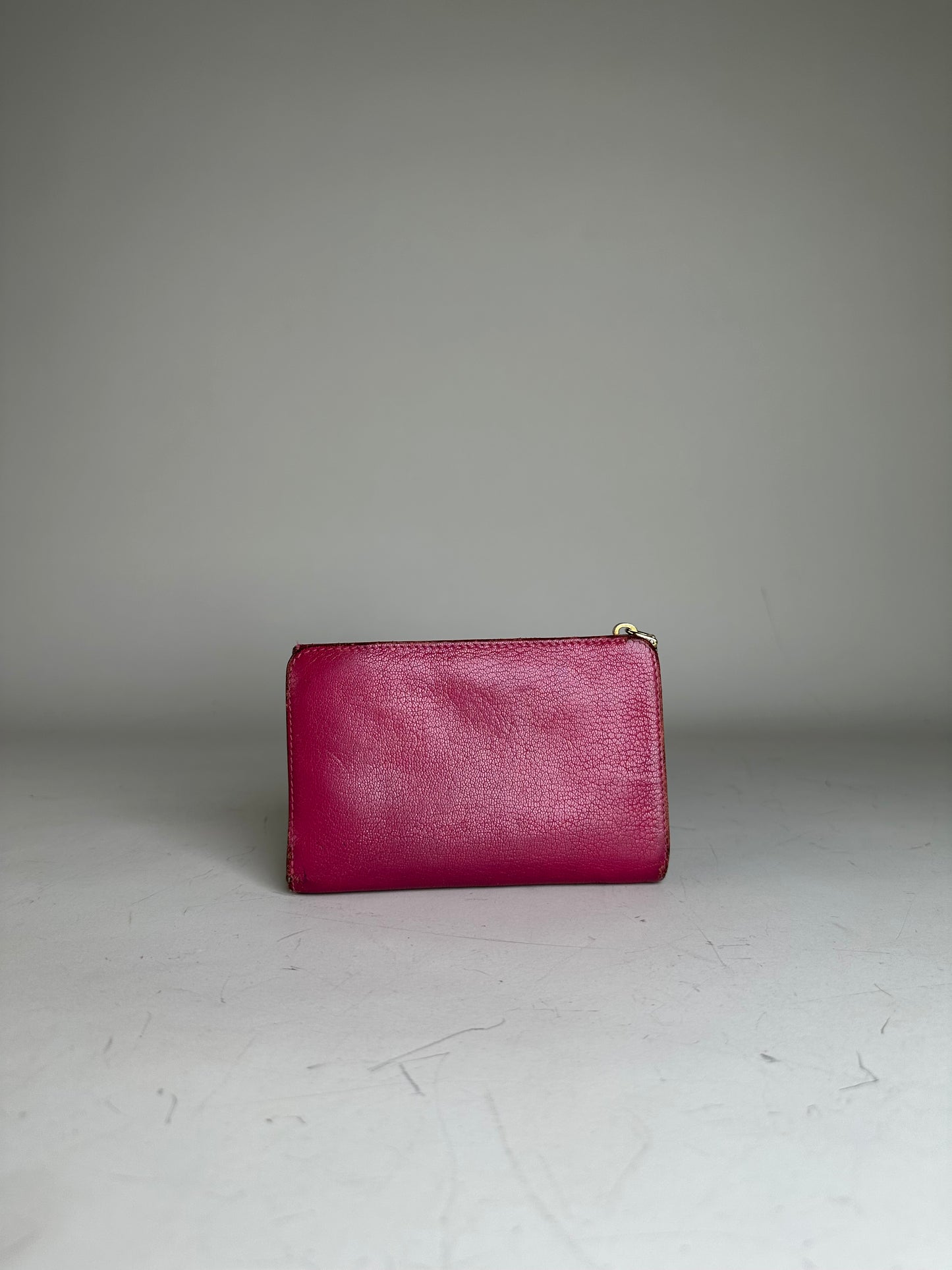 Vintage Miu Miu Saffiano Leather Wallet Fuchsia Gold