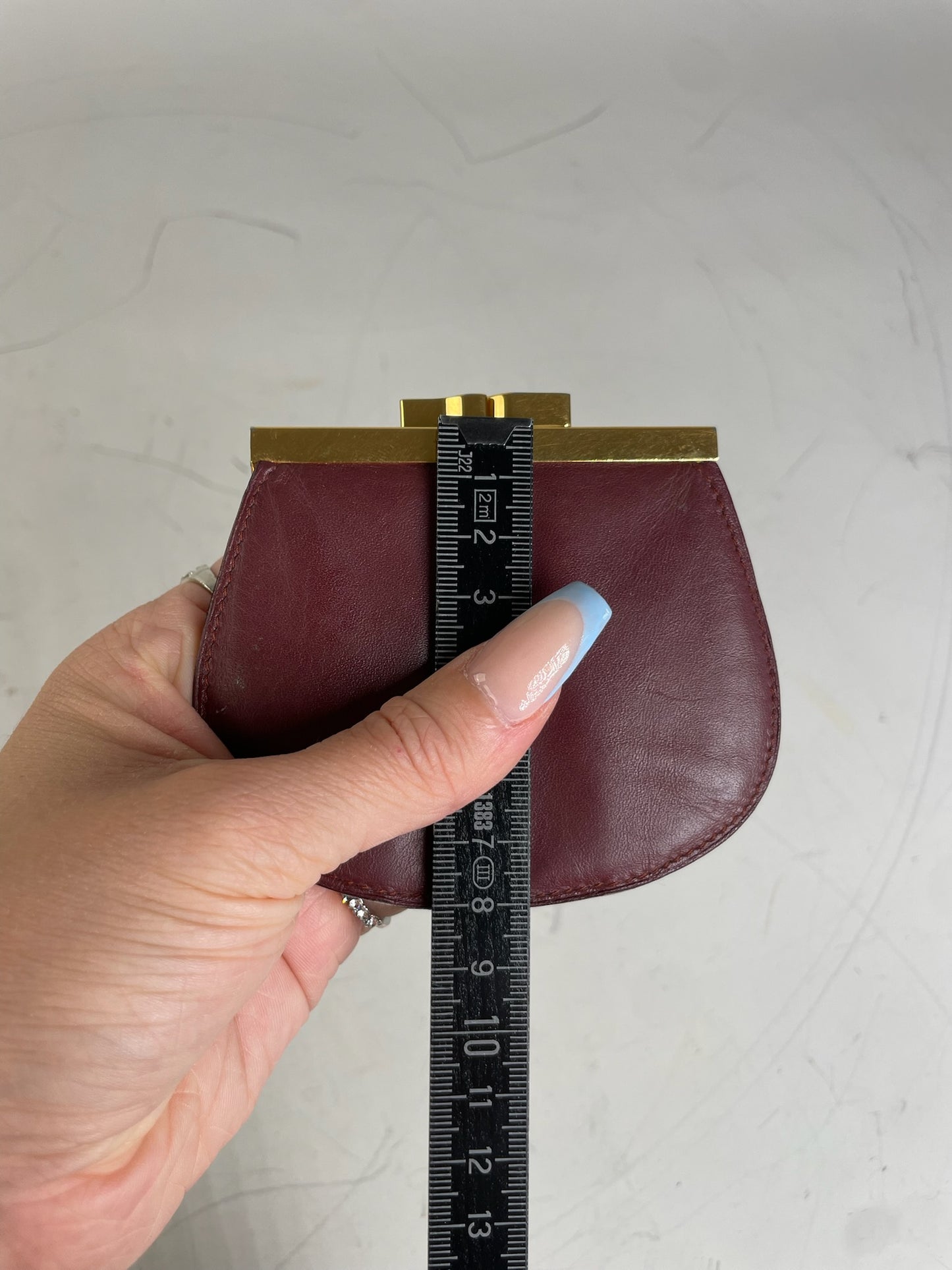 Vintage Cartier Leather Coin Purse Burgundy Gold Clasp