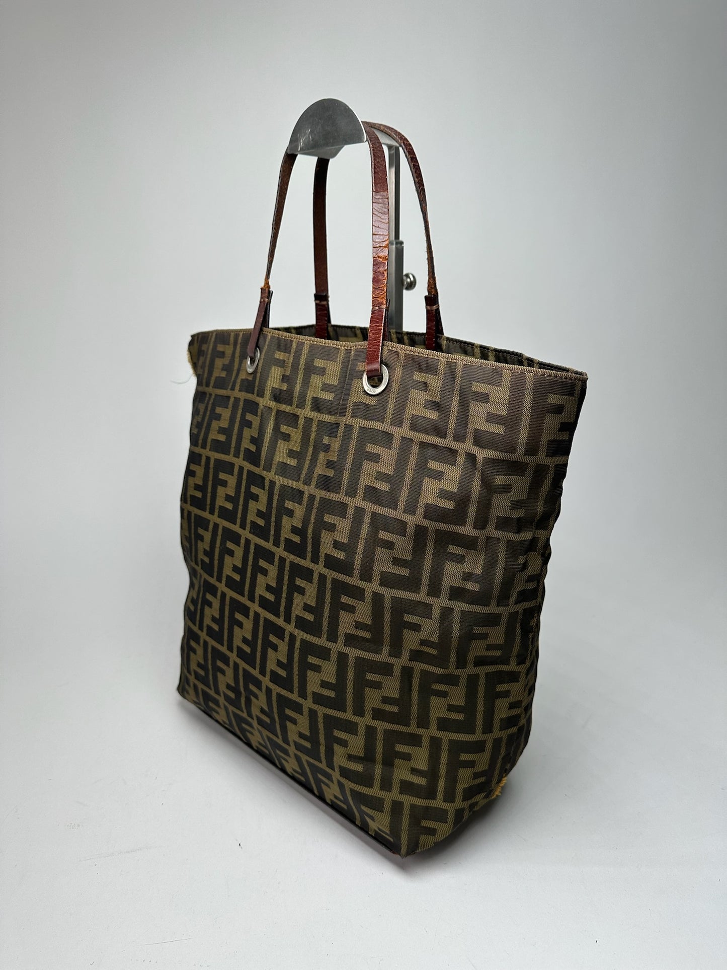 Vintage Fendi Monogram Canvas Shopper khaki brown
