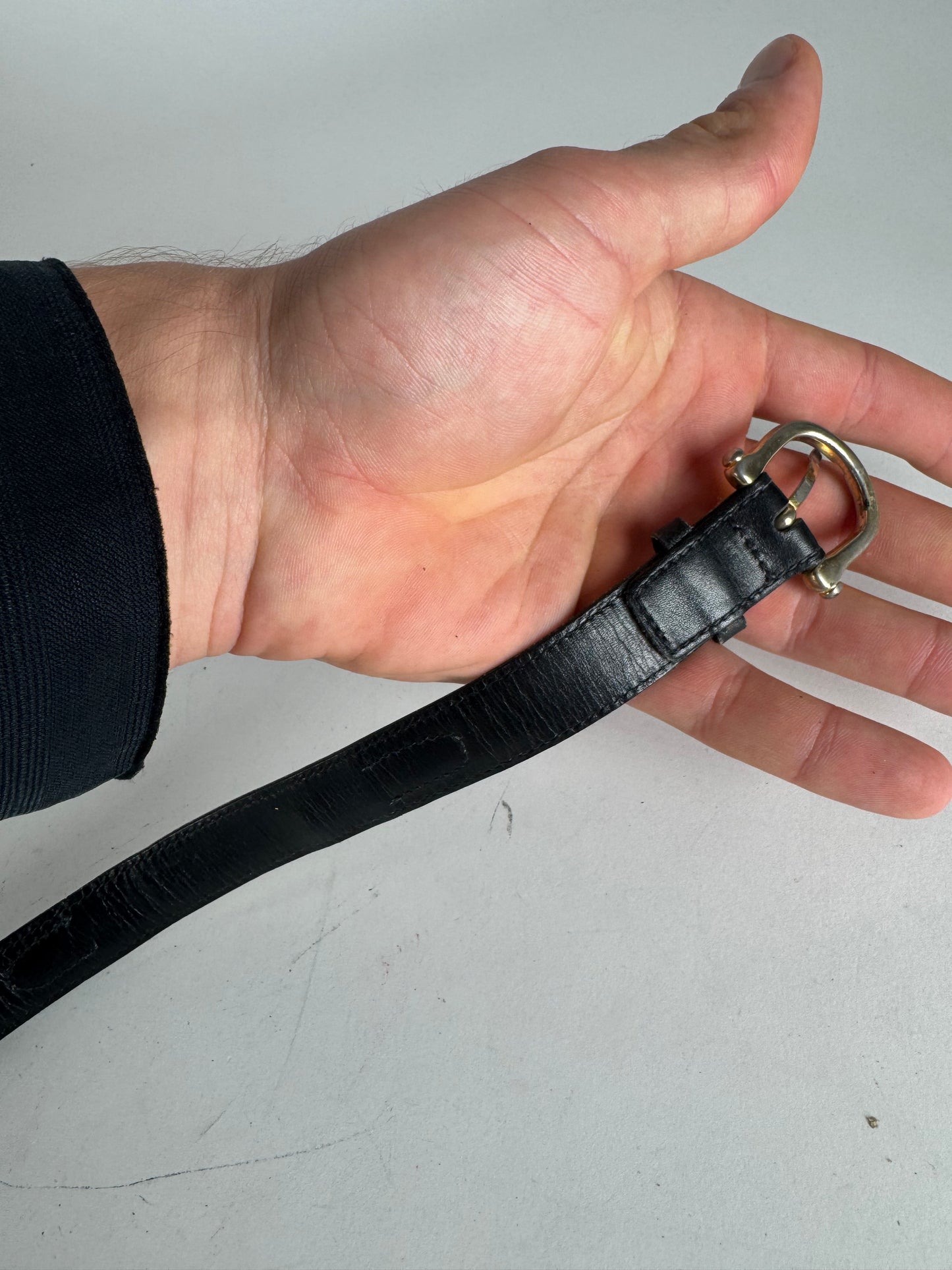 Vintage Celine Paris Leather Belt Black