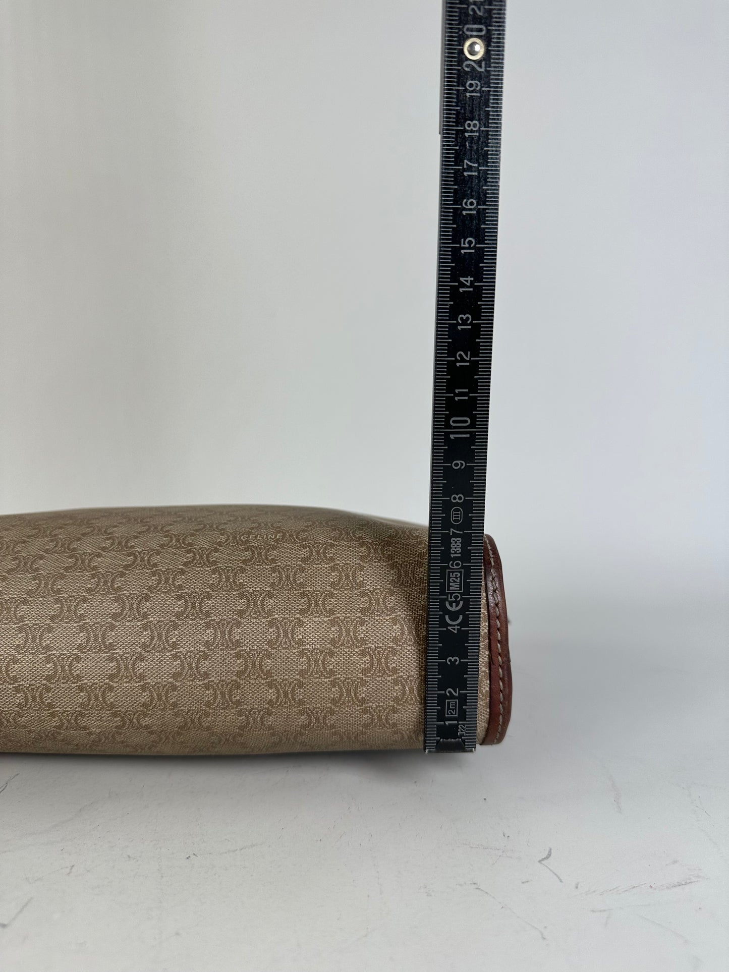 Vintage Celine Macadam Canvas Clutch Beige Brown