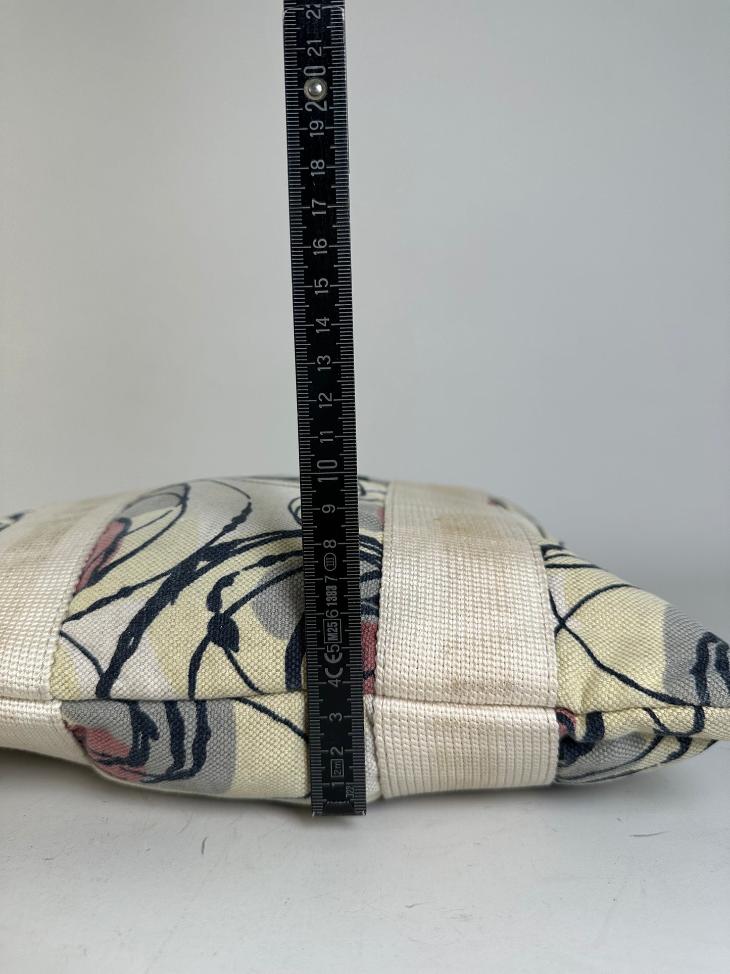 Vintage Marni Abstract Floral Canvas Tote Cream Pink Black