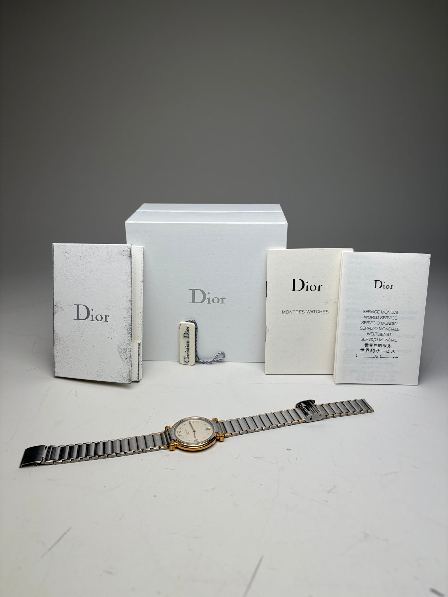 Vintage Dior Stainless Steel Bracelet Watch Silver Gold