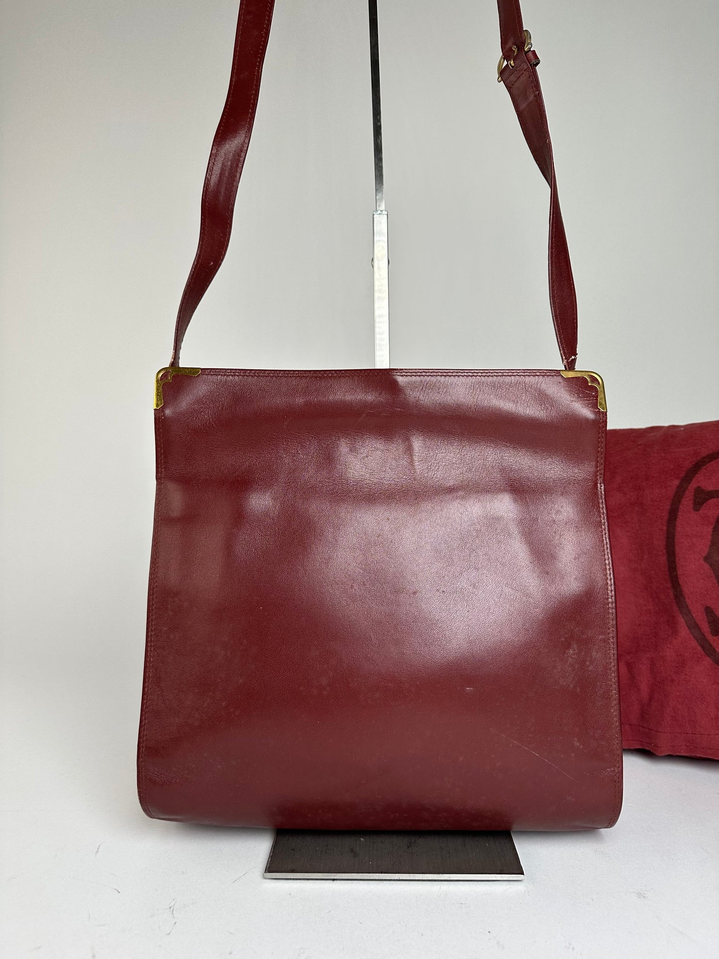 Vintage Cartier Must de Cartier Shoulder Bag Leather Bordeaux