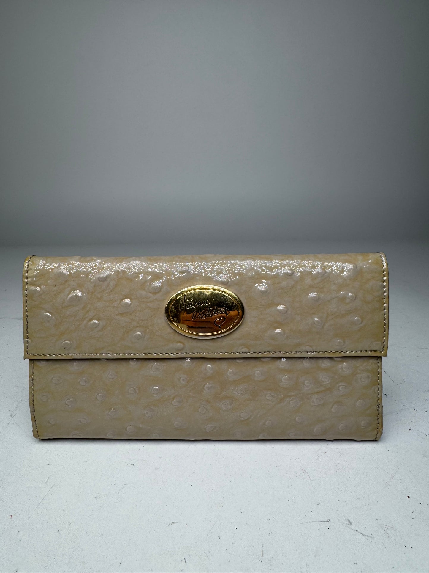 Vintage Vivienne Westwood Patent Ostrich Leather Wallet Brown