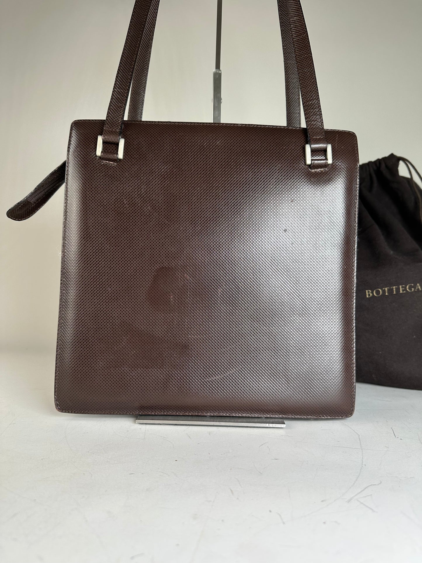 Vintage Bottega Veneta Nappa Leather Tote Dark Brown