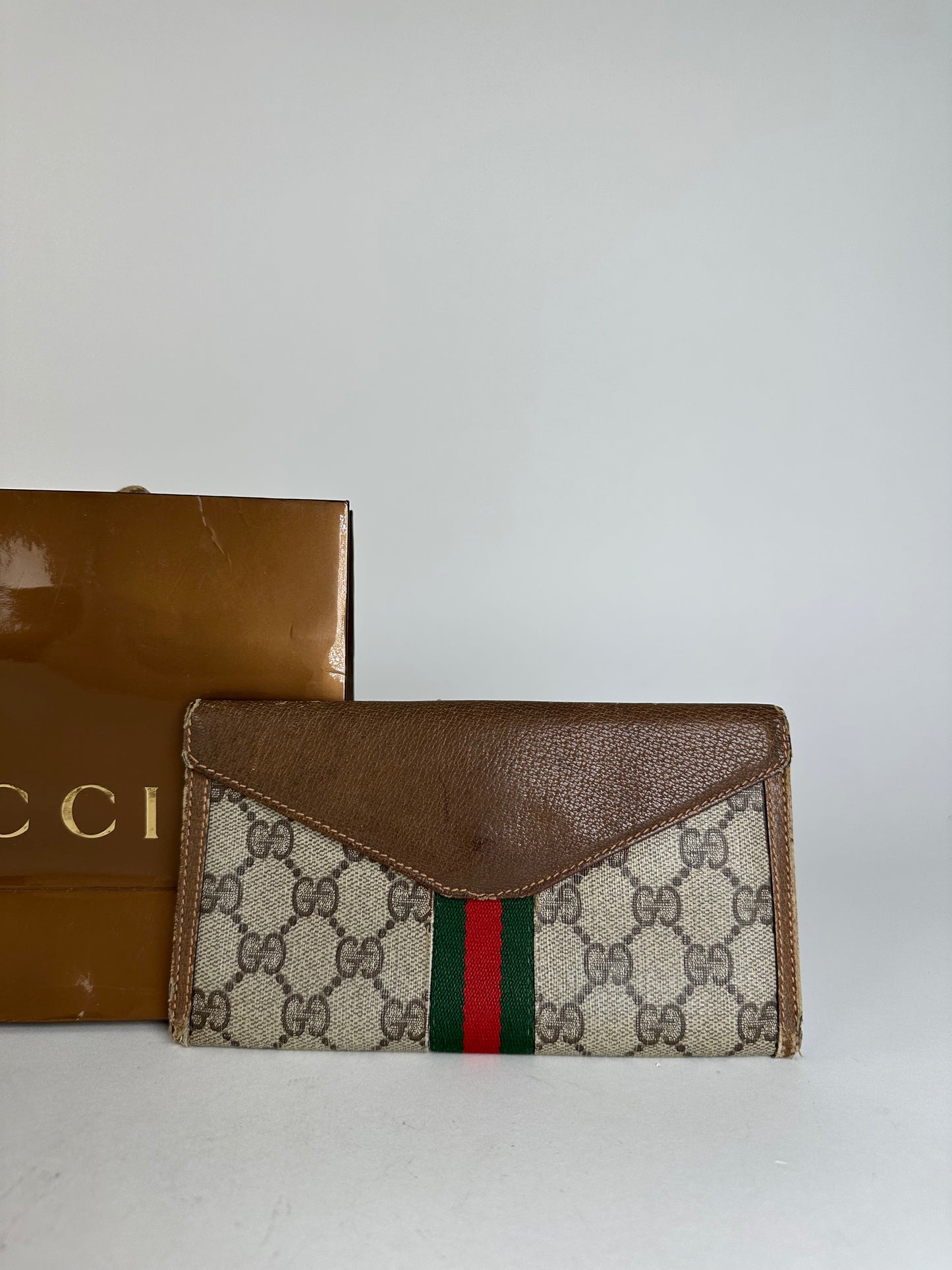 Vintage Gucci GG Supreme Long Wallet Beige