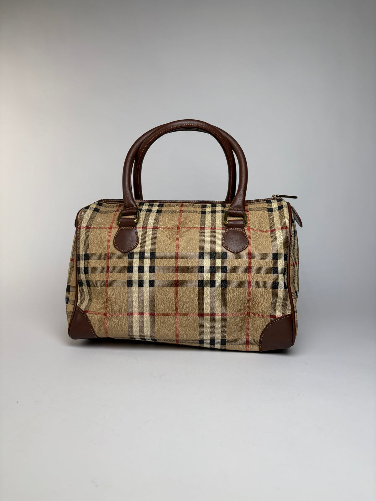 Vintage Burberrys Haymarket Check Top-Handle Bag Late 1990s Beige