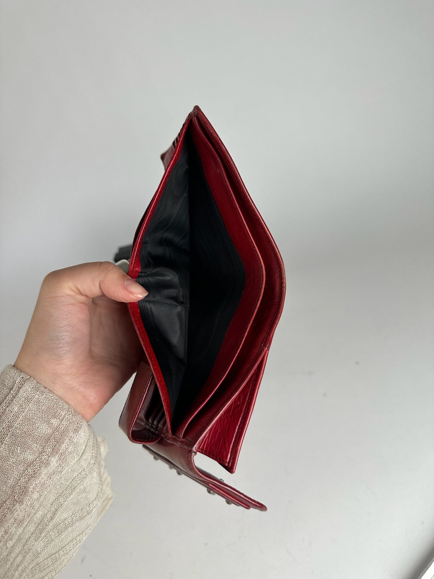 Vintage Yves Saint Laurent studded leather wallet red