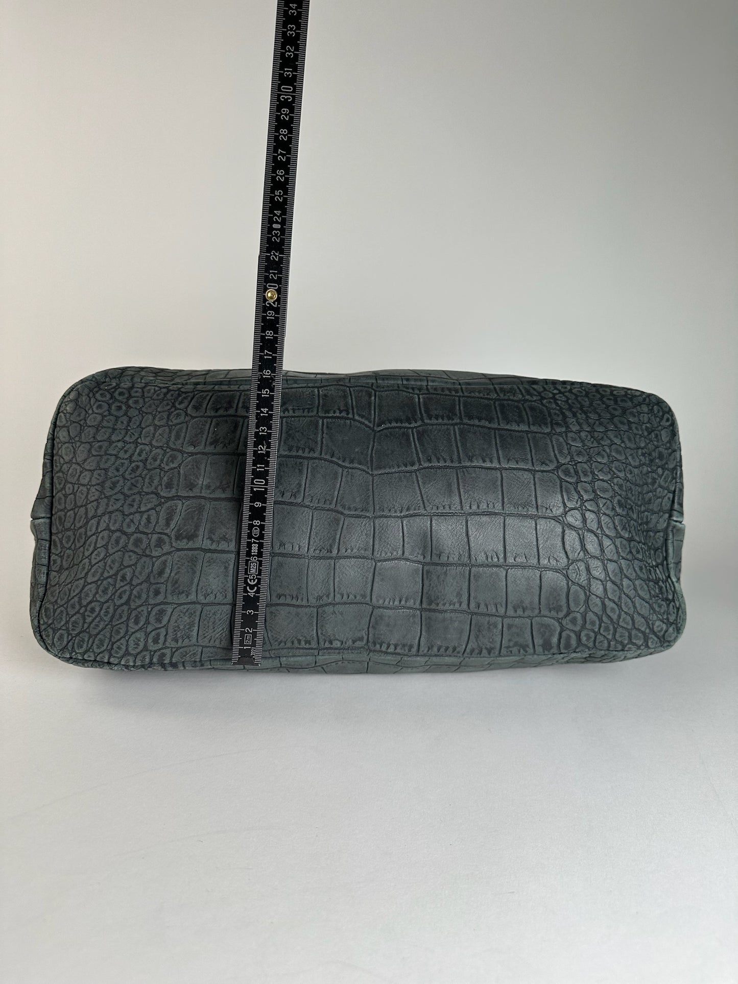 Vintage Emilio Pucci Crocodile Emblossed Leather Tote Bag Black