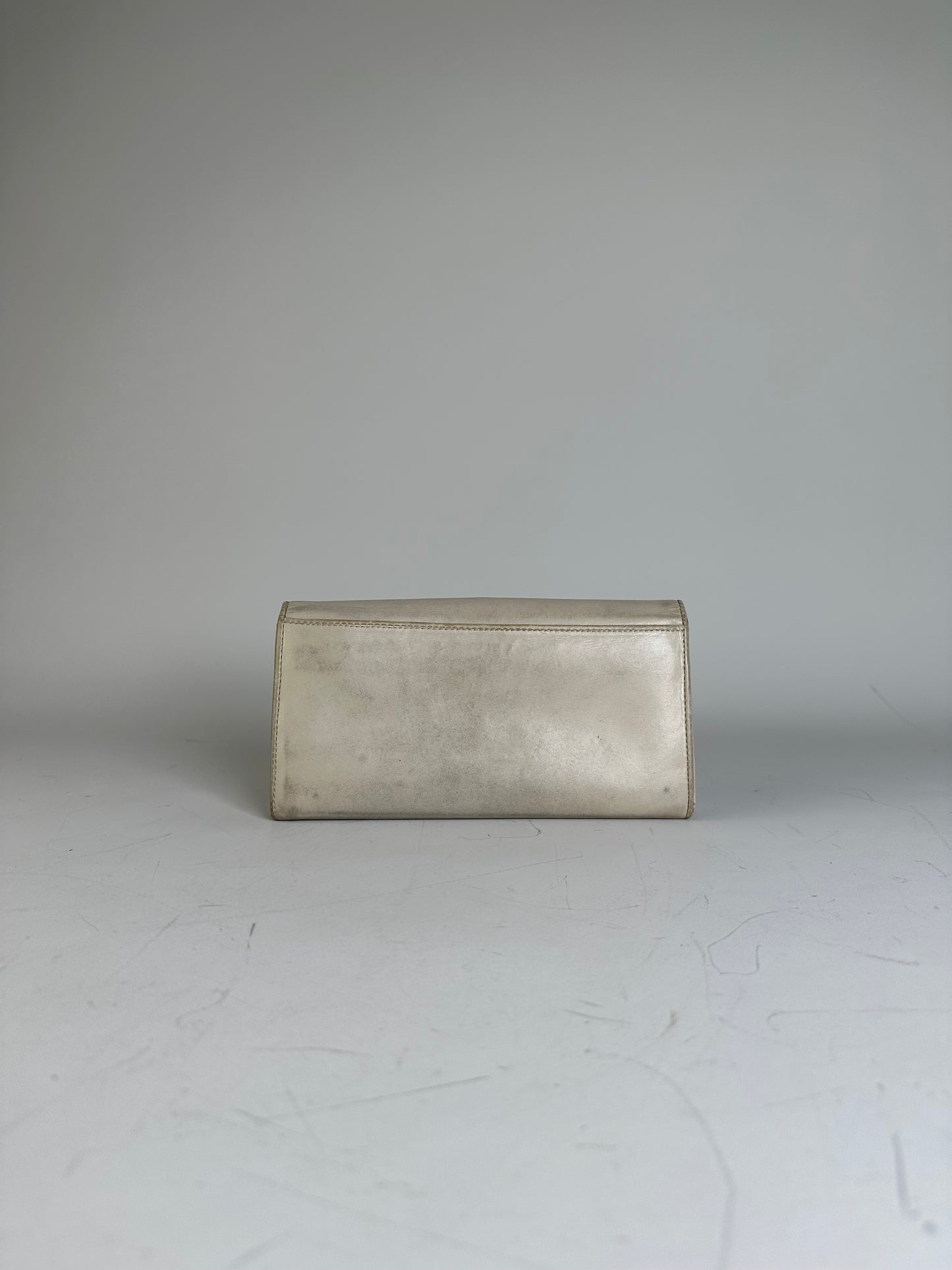 Vintage Vivienne Westwood Embroidered Leather Wallet Silver Blue