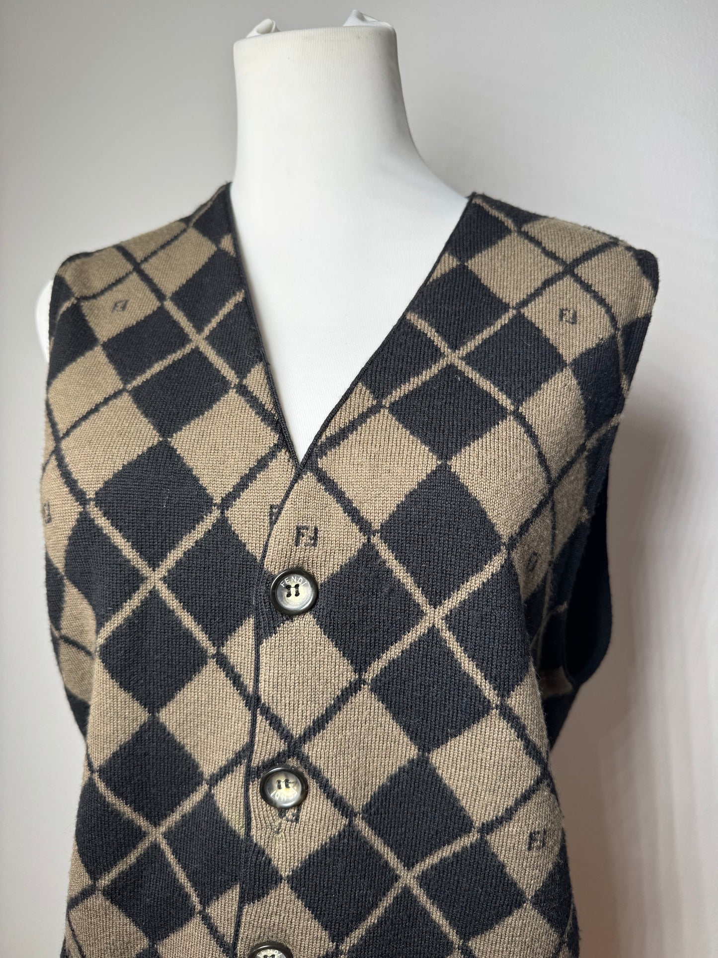 Vintage Fendi Wool West Black Brown L/XL