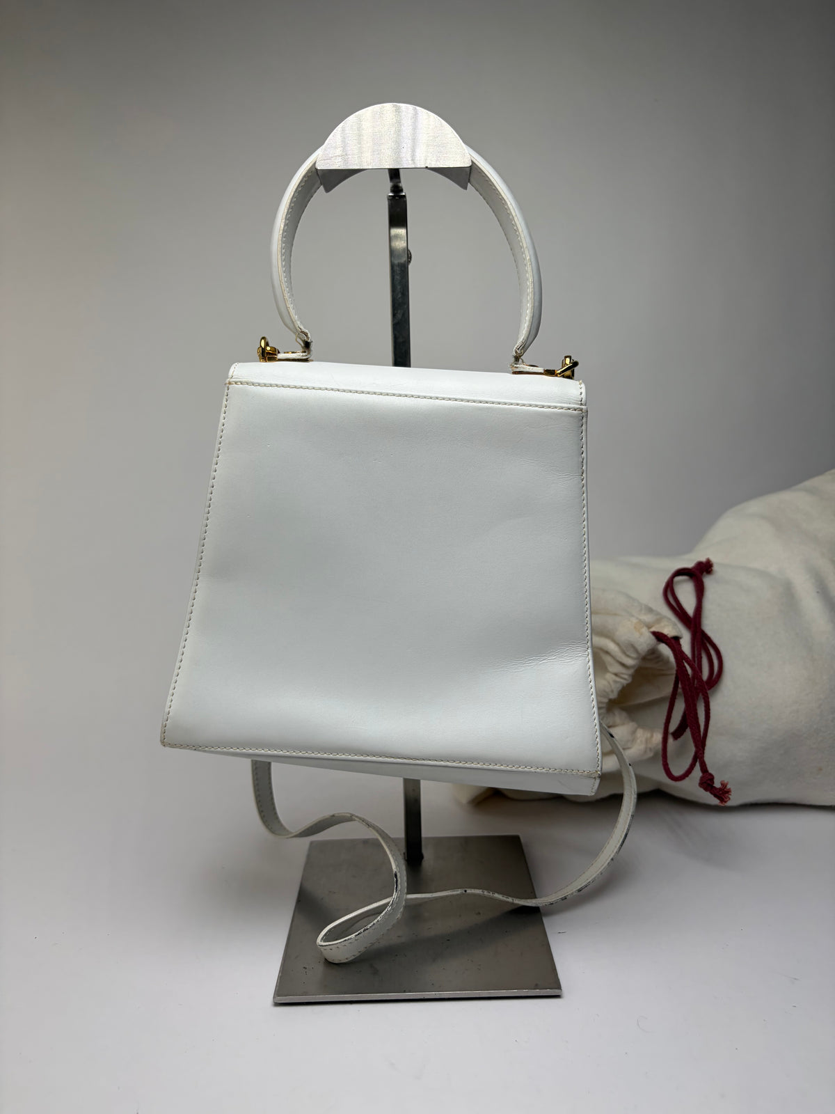 Vintage Salvatore Ferragamo Structured Top-Handle Bag Late 1990s White