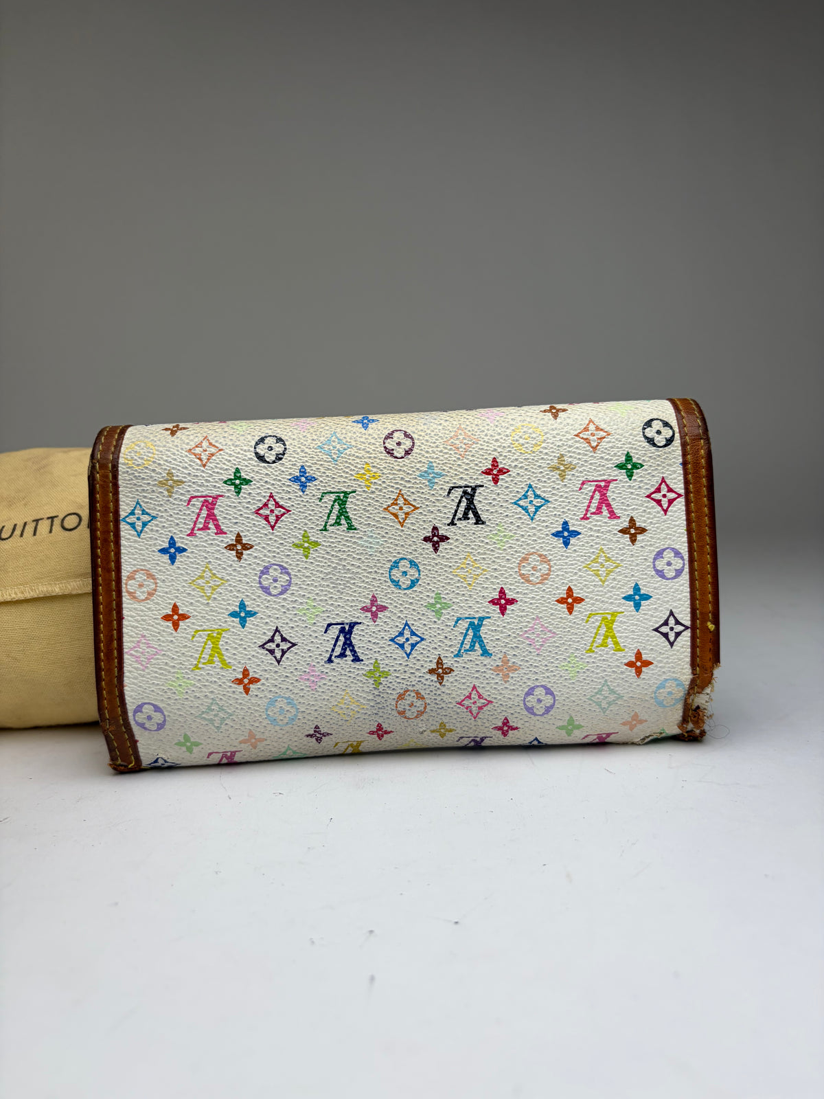 Vintage Louis Vuitton Multicolore Monogram Bifold Wallet 2001 Cream