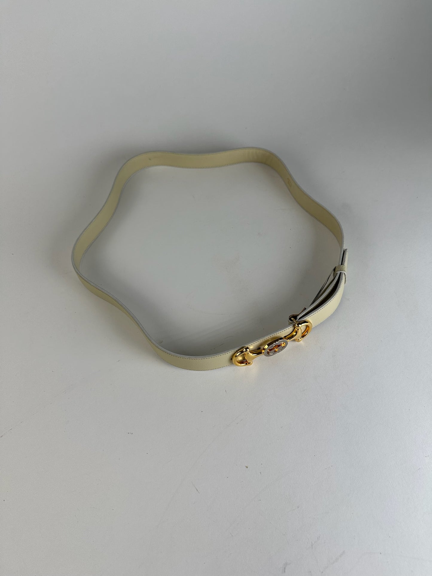 Vintage Gucci Horsebit Leather Belt White