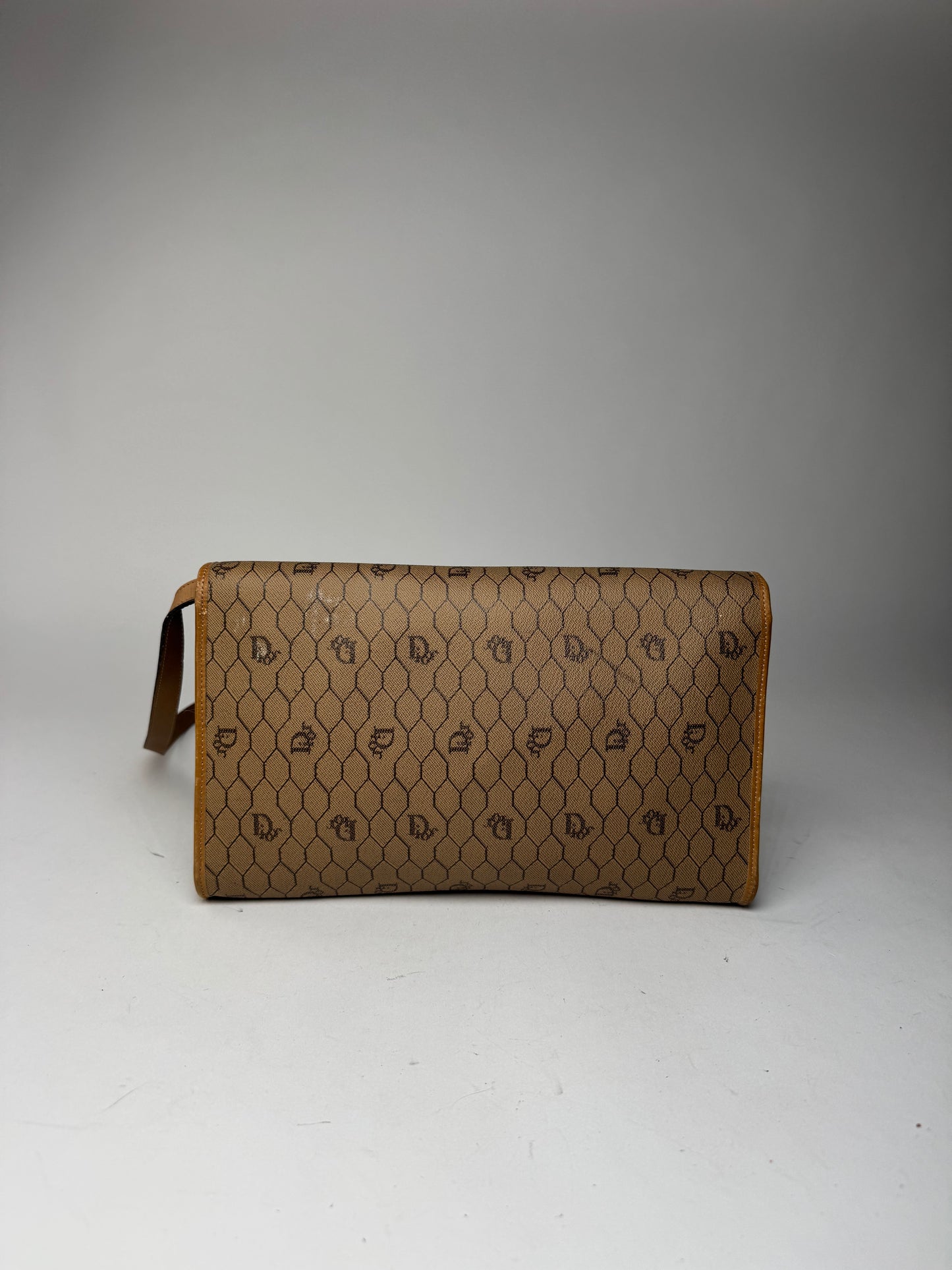 Sac vintage en cuir monogramme Dior beige marron