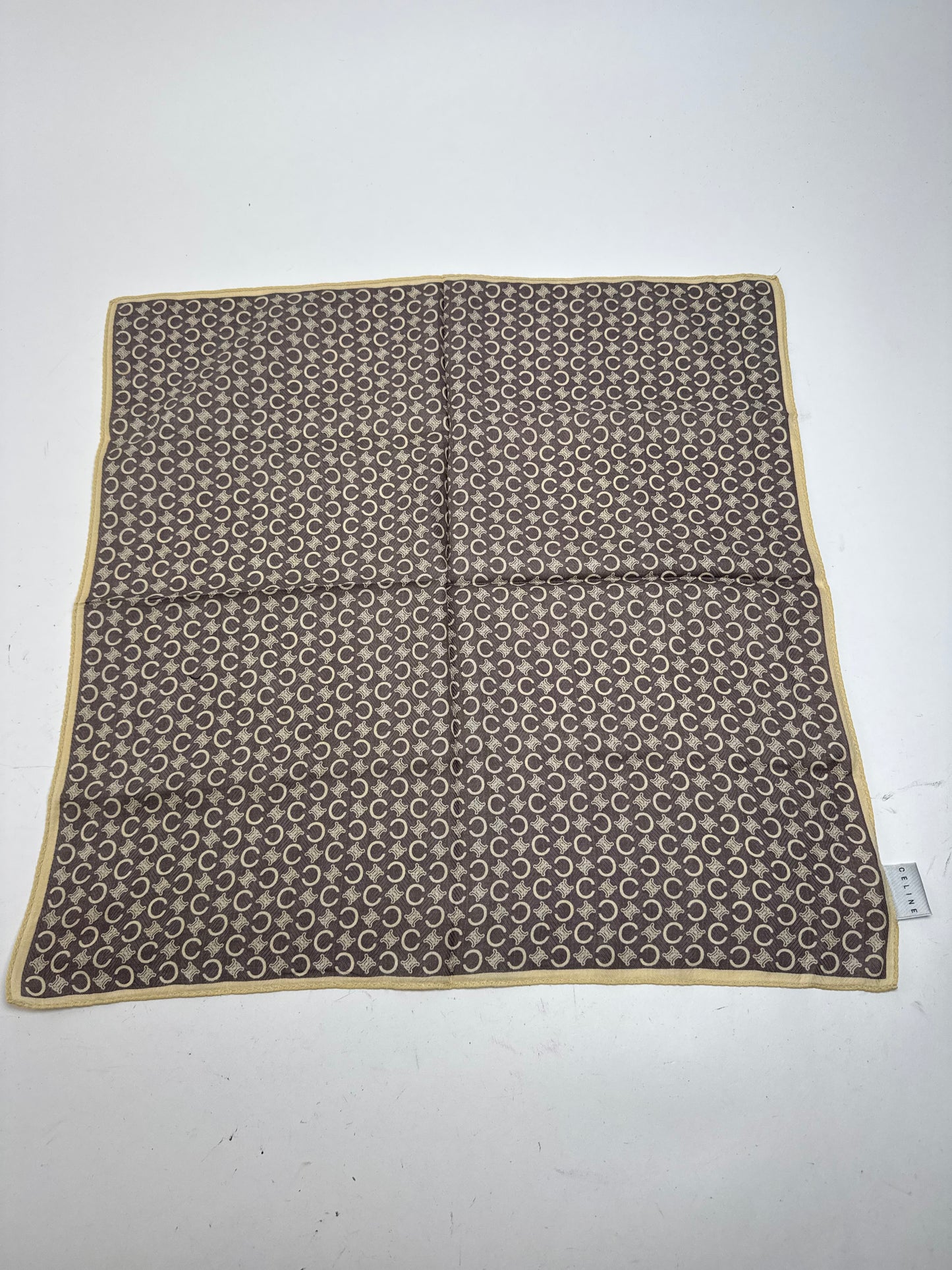 Vintage Celine Macadam Monogramm Scarf Brown white