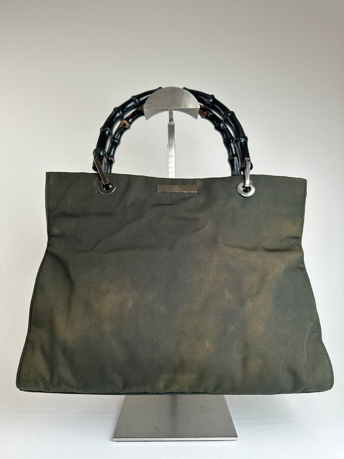 Vintage Gucci Bamboo Top Handle 2Way Handbag Black Brown