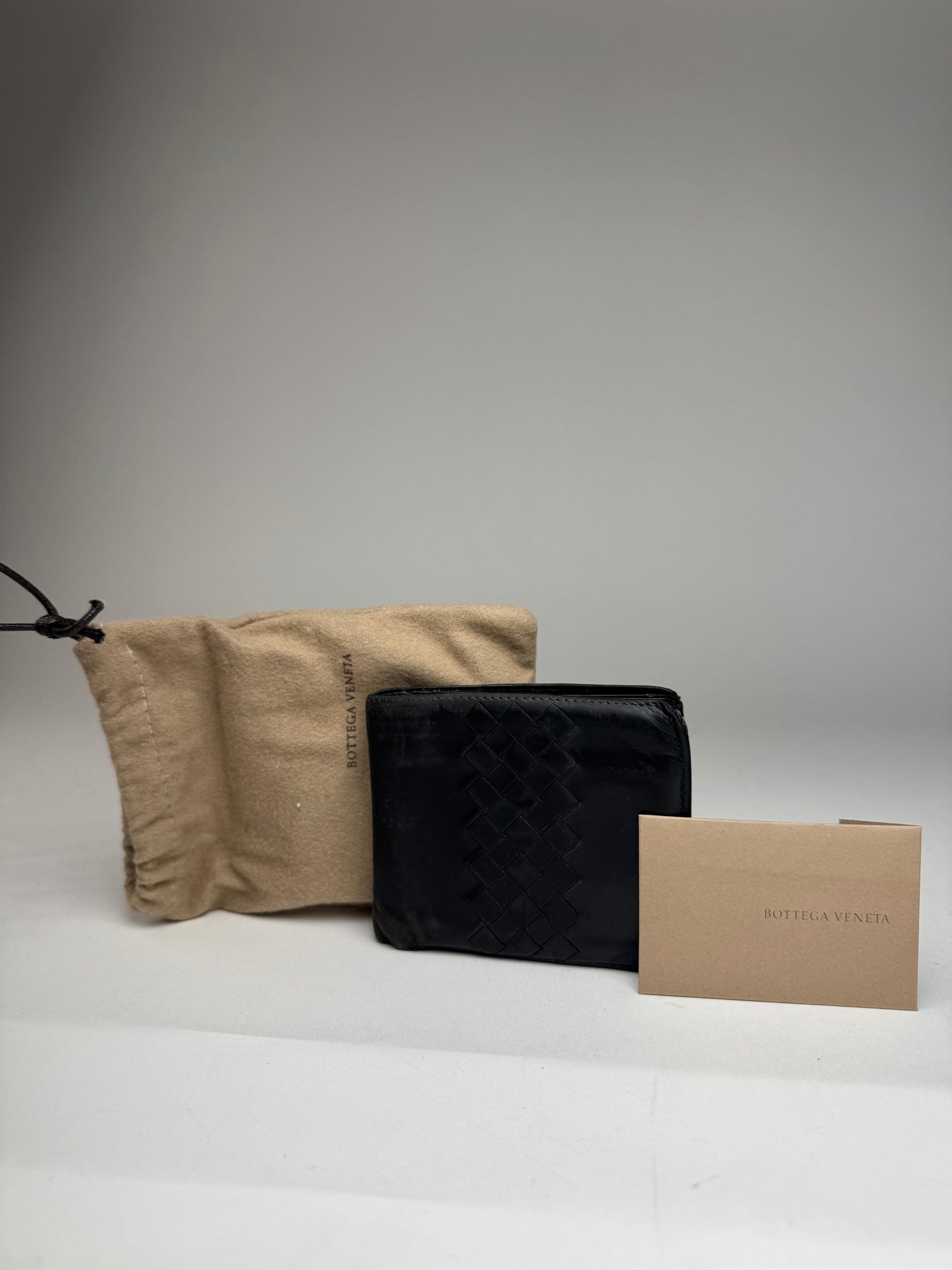 Vintage Bottega Veneta Foldable Card Holder Leather Black