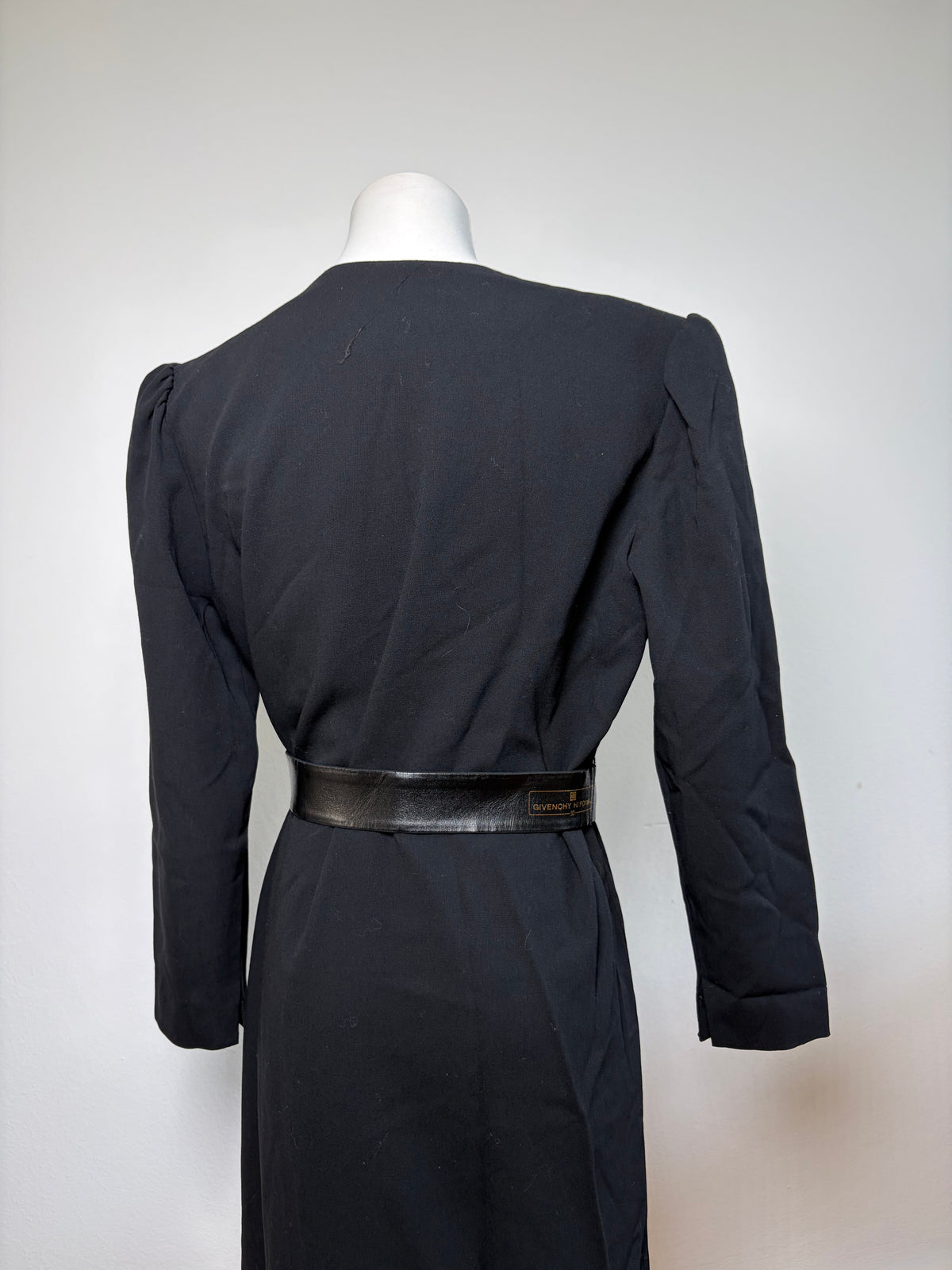Vintage Givenchy Wool Bow Dress c. Late 1980s Black M