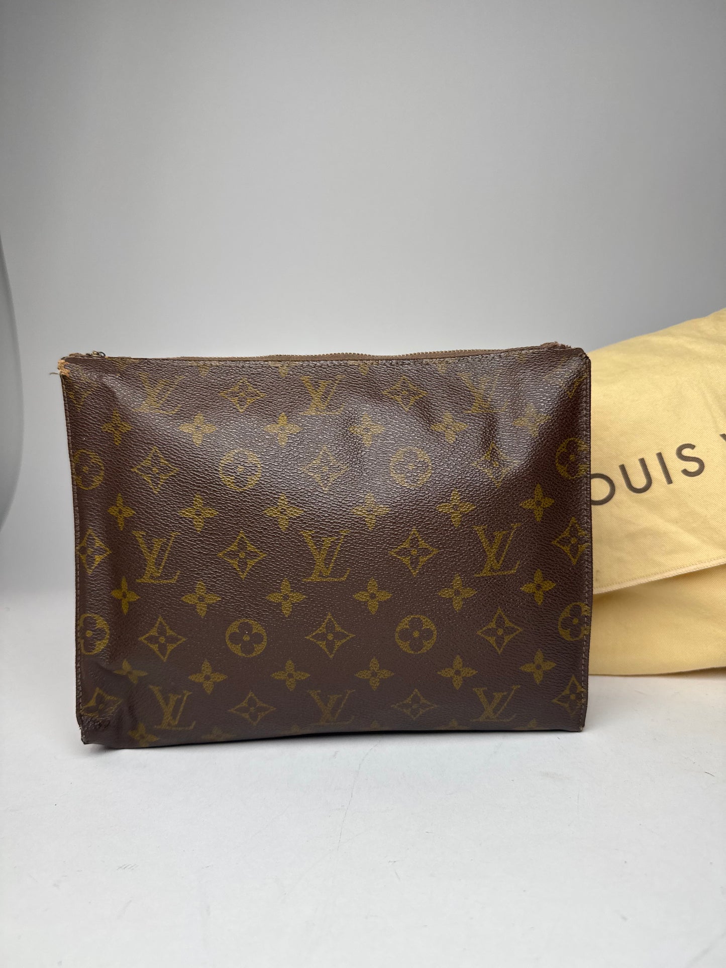 Vintage Louis Vuitton Leather Monogram Clutch Brown