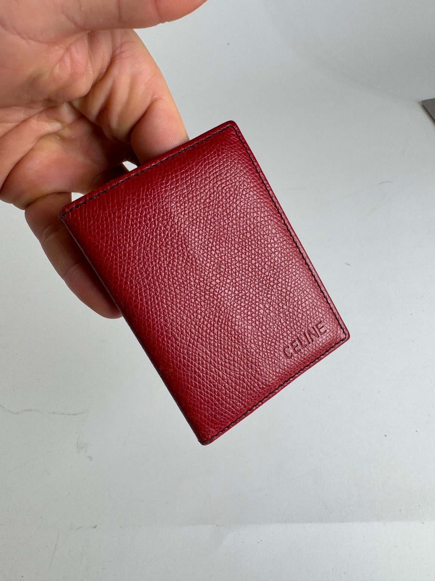 Vintage Celine Paris Leather Card Holder red
