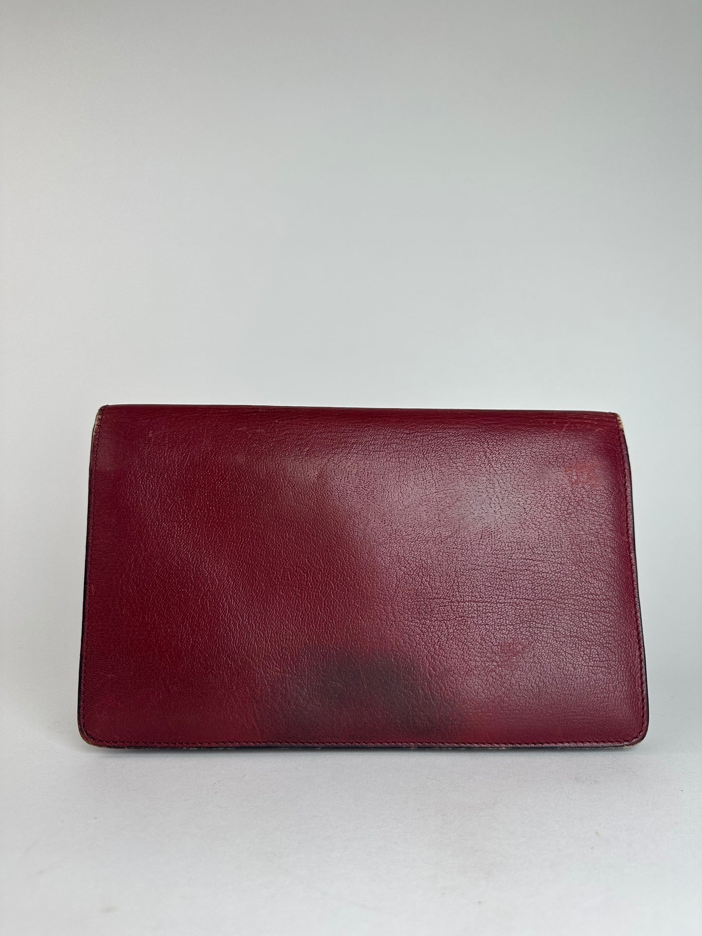 Vintage Celine Paris Triomphe Leather Clutch / Card Holder / Wallet Red