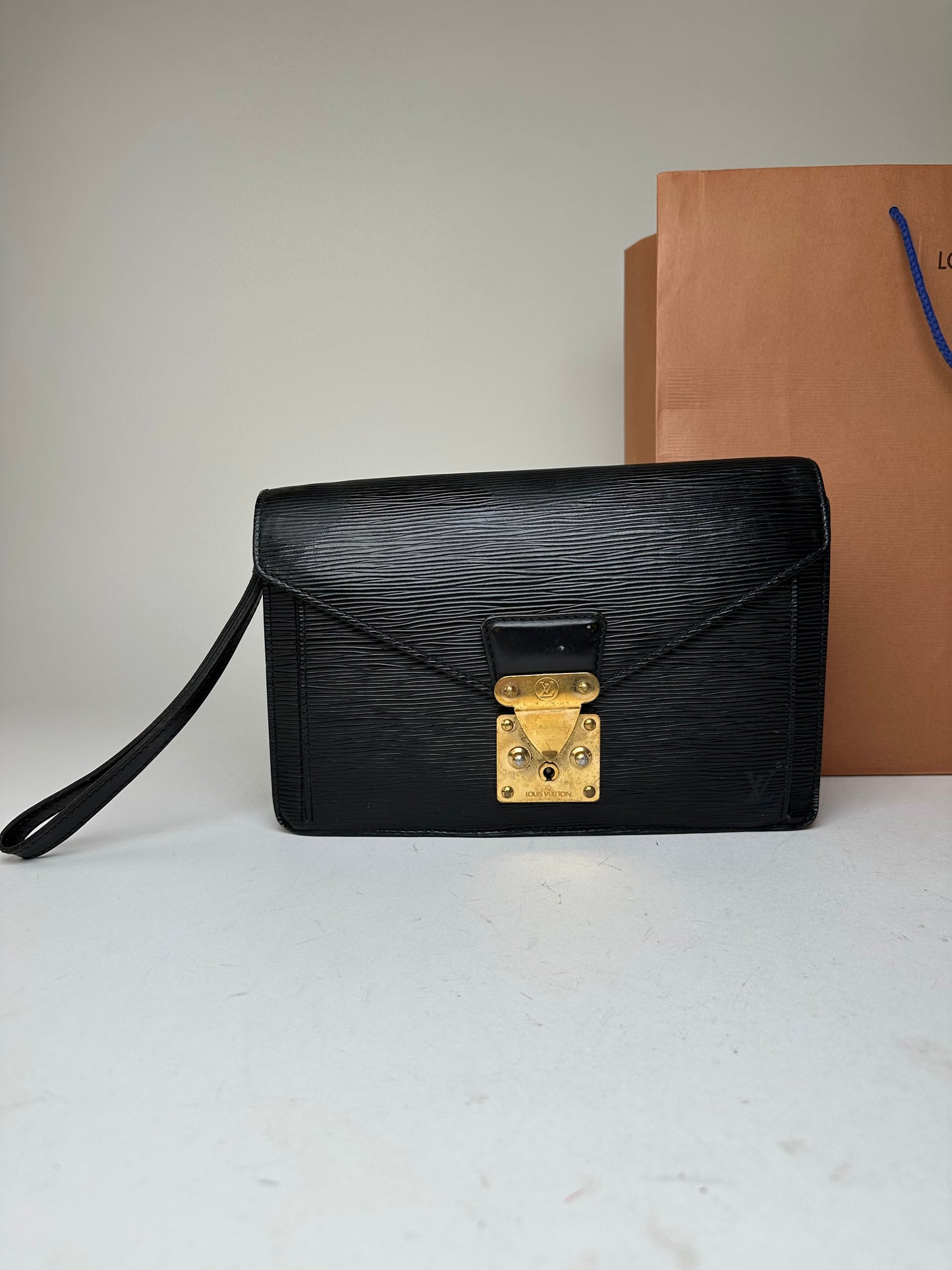 Vintage Louis Vuitton Clutch Epi Leather Black