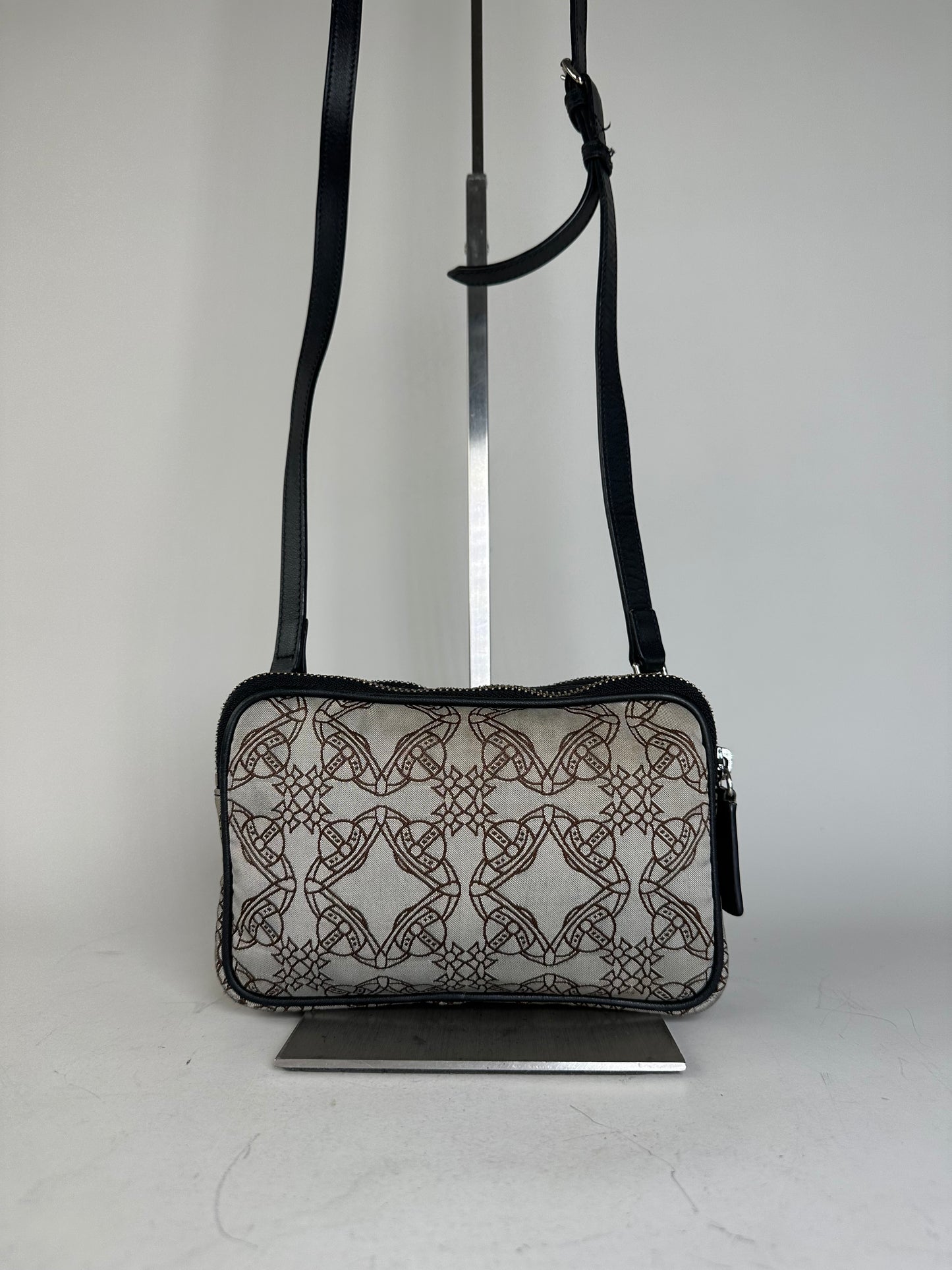Vintage Vivienne Westwood Coated Canvas Crossbody Bag Beige Brown